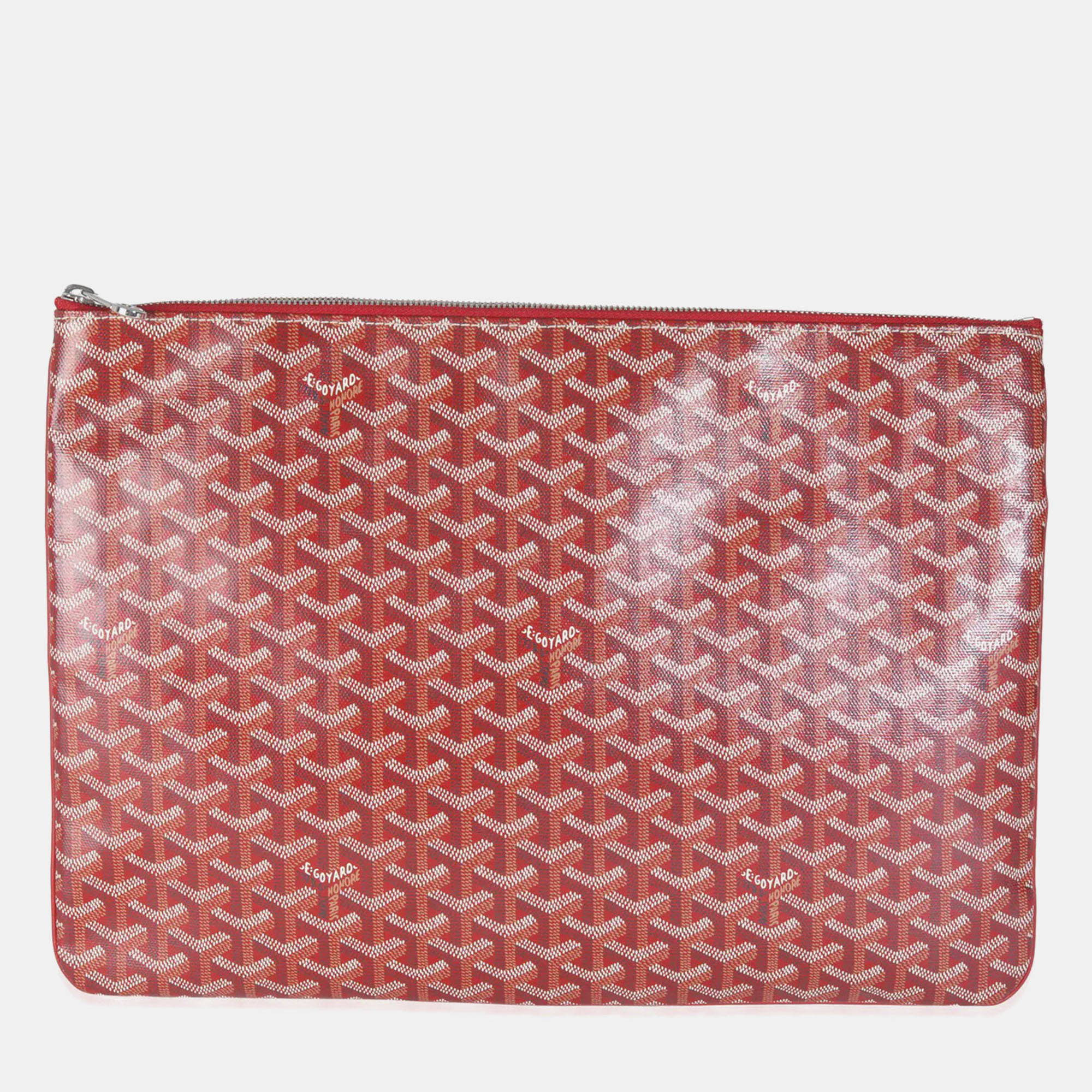 

Goyard Red Goyardine Canvas Senat Pouch GM
