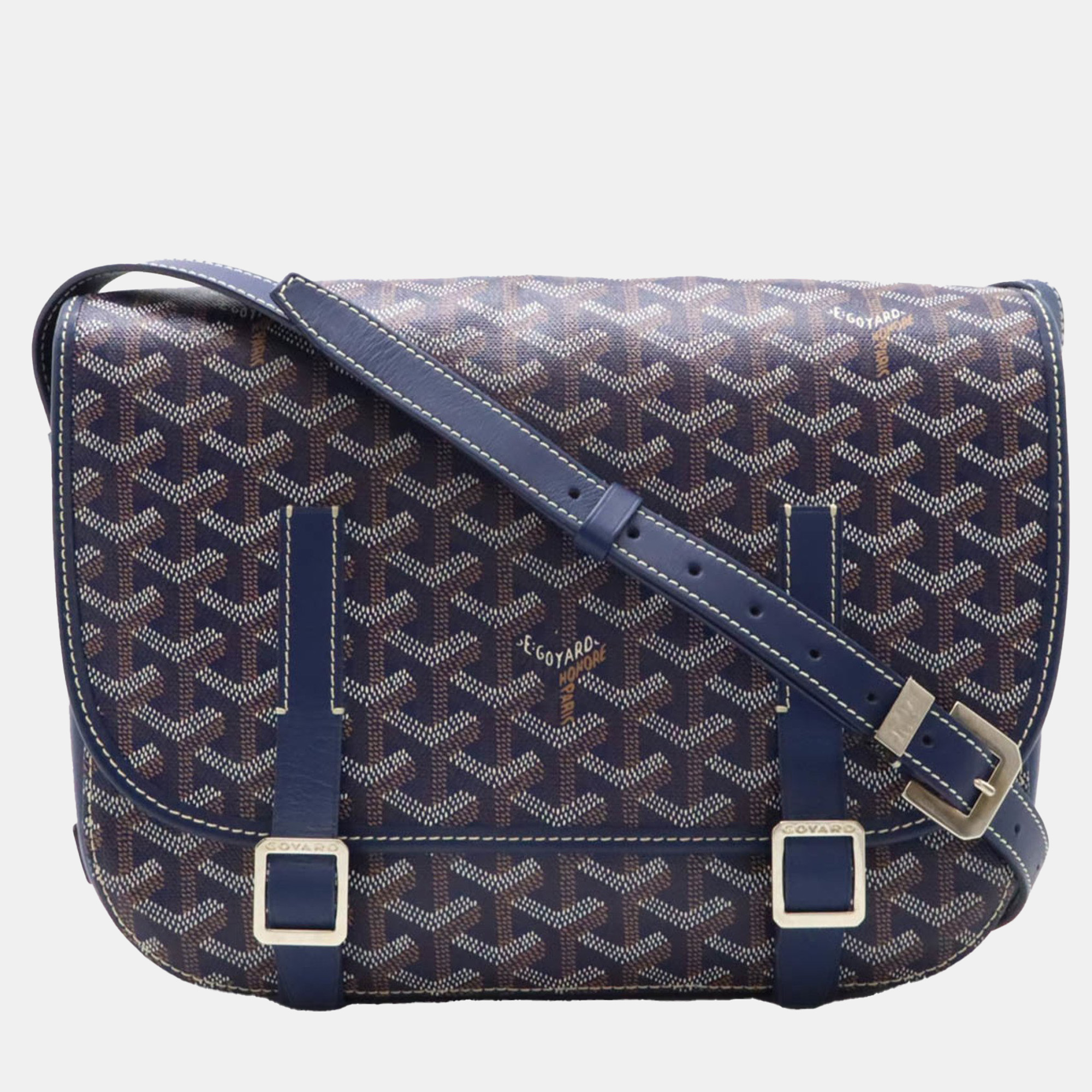 

Goyard Blue Coated Canvas Leather Belvedere MM Shoulder Bag