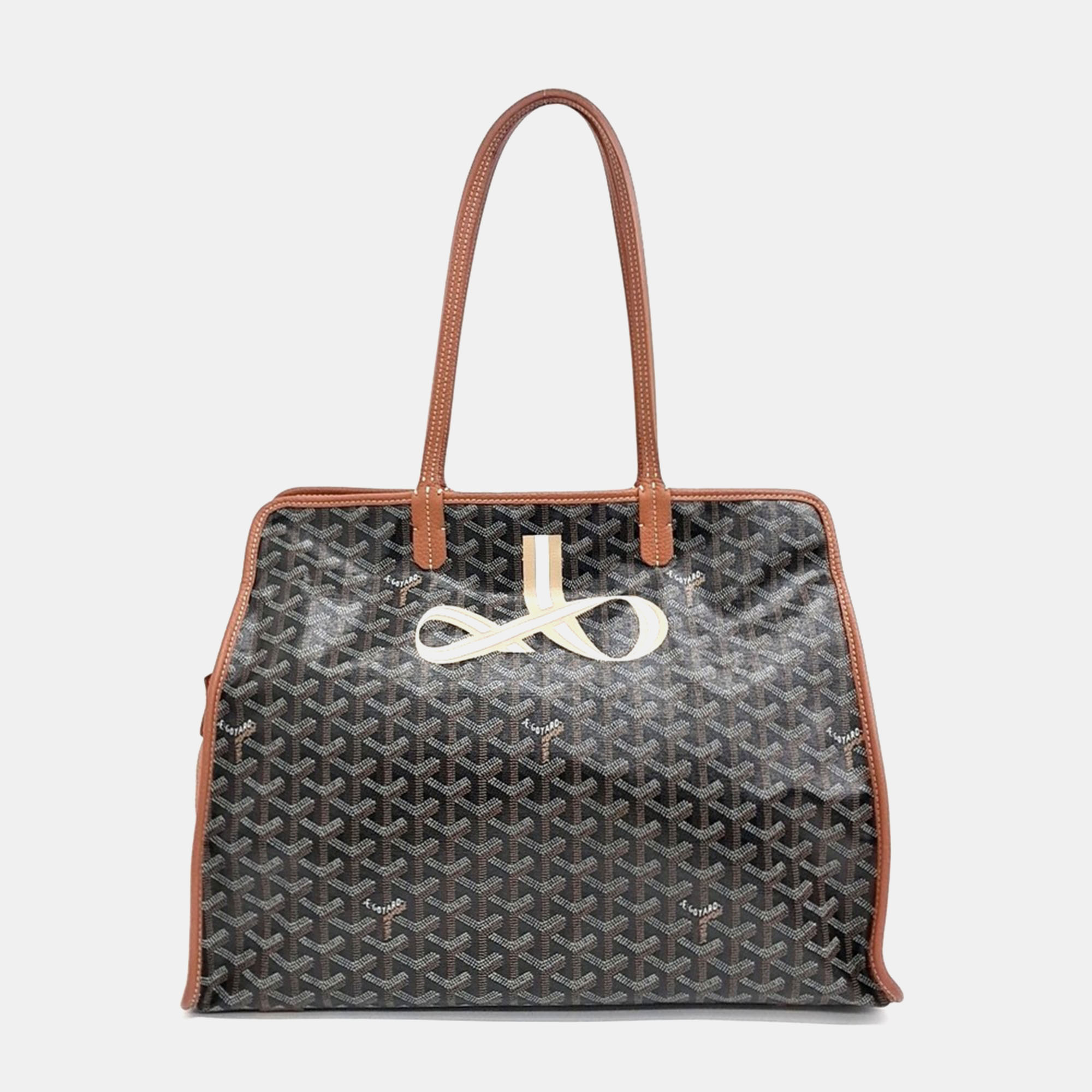 

Goyard Black Brown Canvas Macage Hardy PM bag