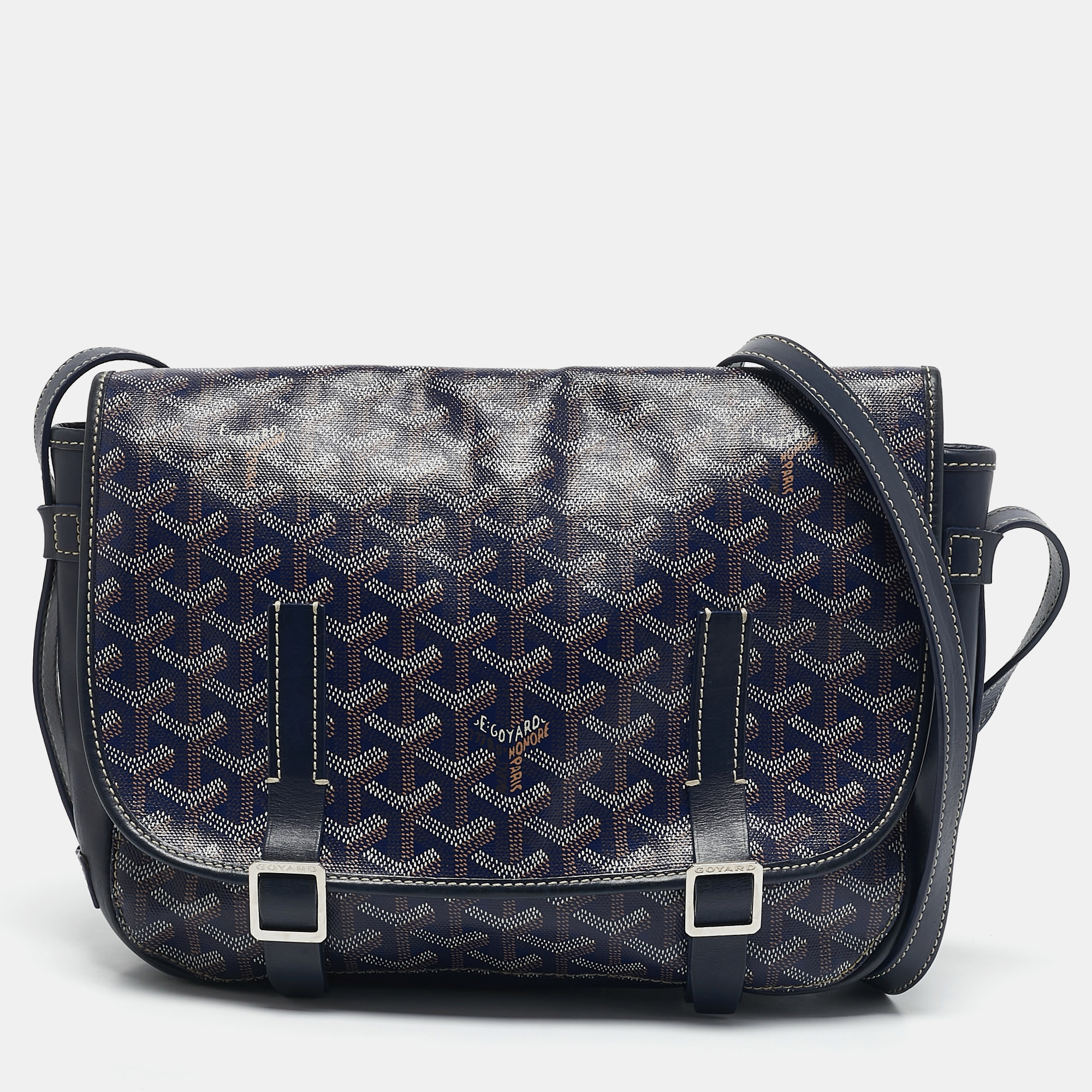 

Goyard Blue Goyardine Coated Canvas Belvedere MM Saddle Bag