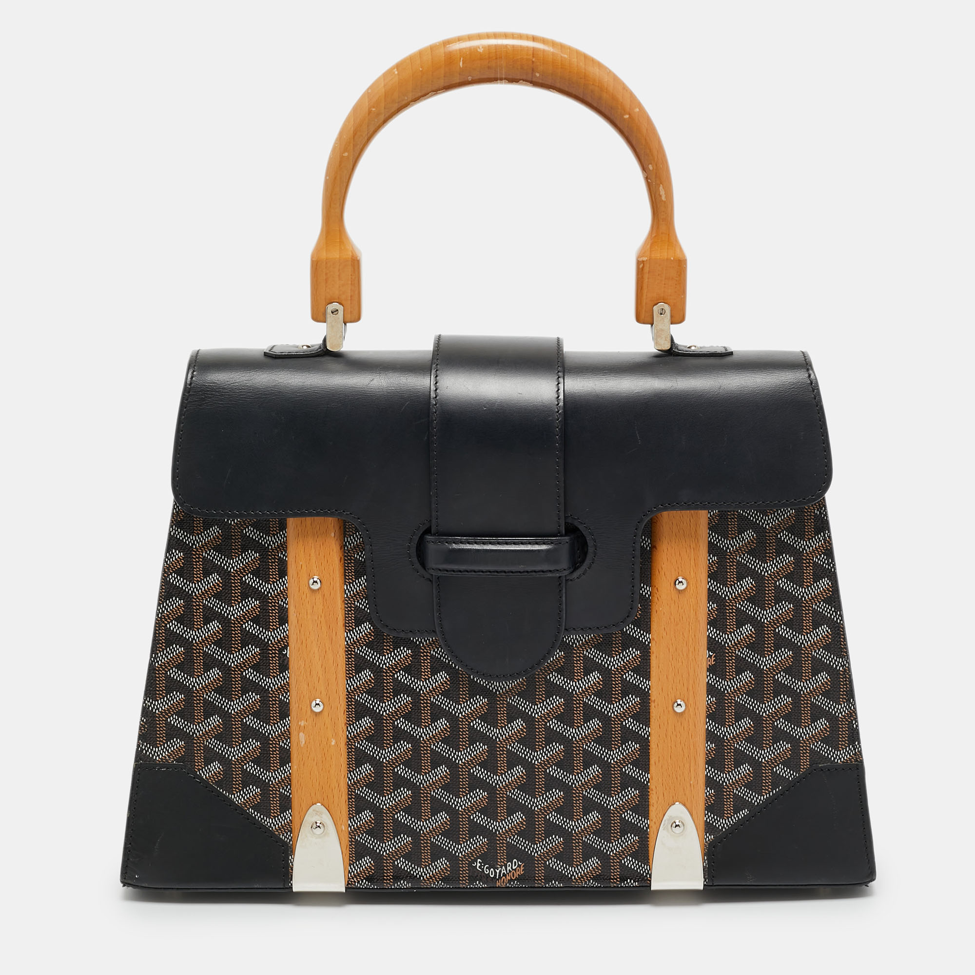 

Goyard Black Goyardine Coated Canvas and Leather Saigon MM Top Handle Bag