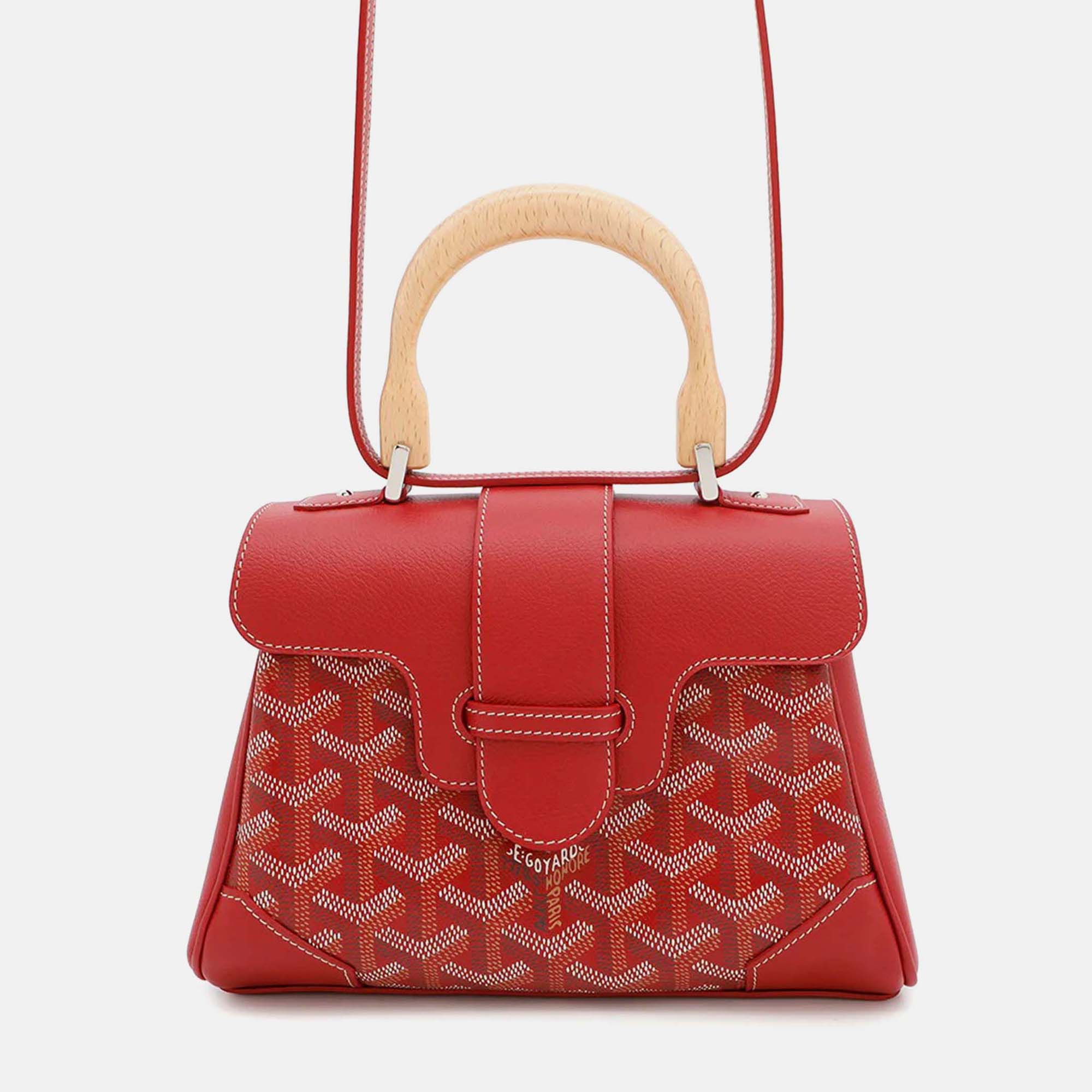 

Goyard Saigon Mini Red Leather Coated Canvas Top Handle Bag