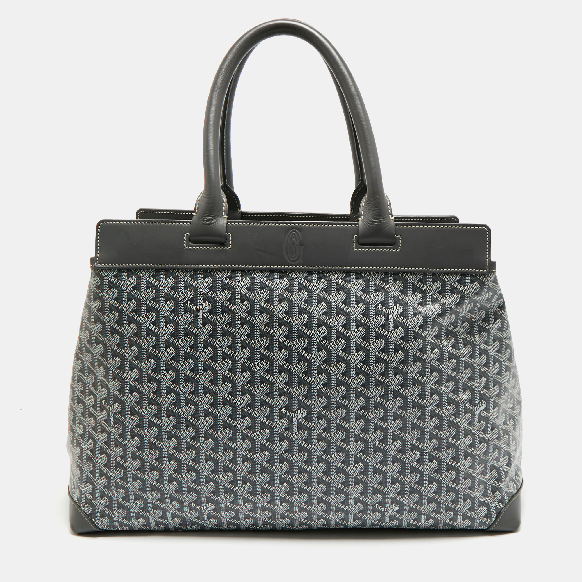 Pre-owned Goyard Ine Coated Canvas Bellechasse Gm Tote In Gray