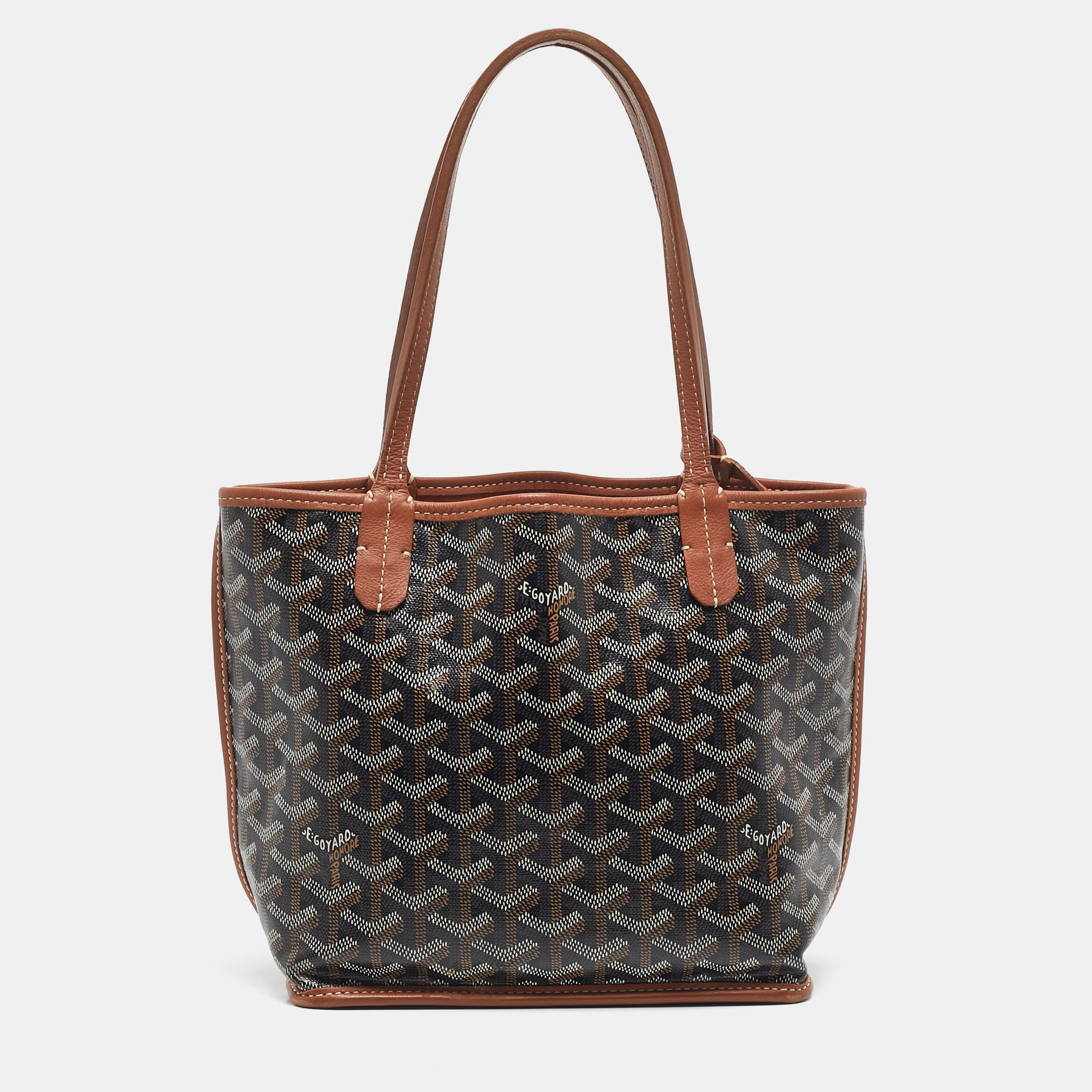 

Goyard Black/Tan Goyardine Coated Canvas and Leather Mini Reversible Anjou Tote