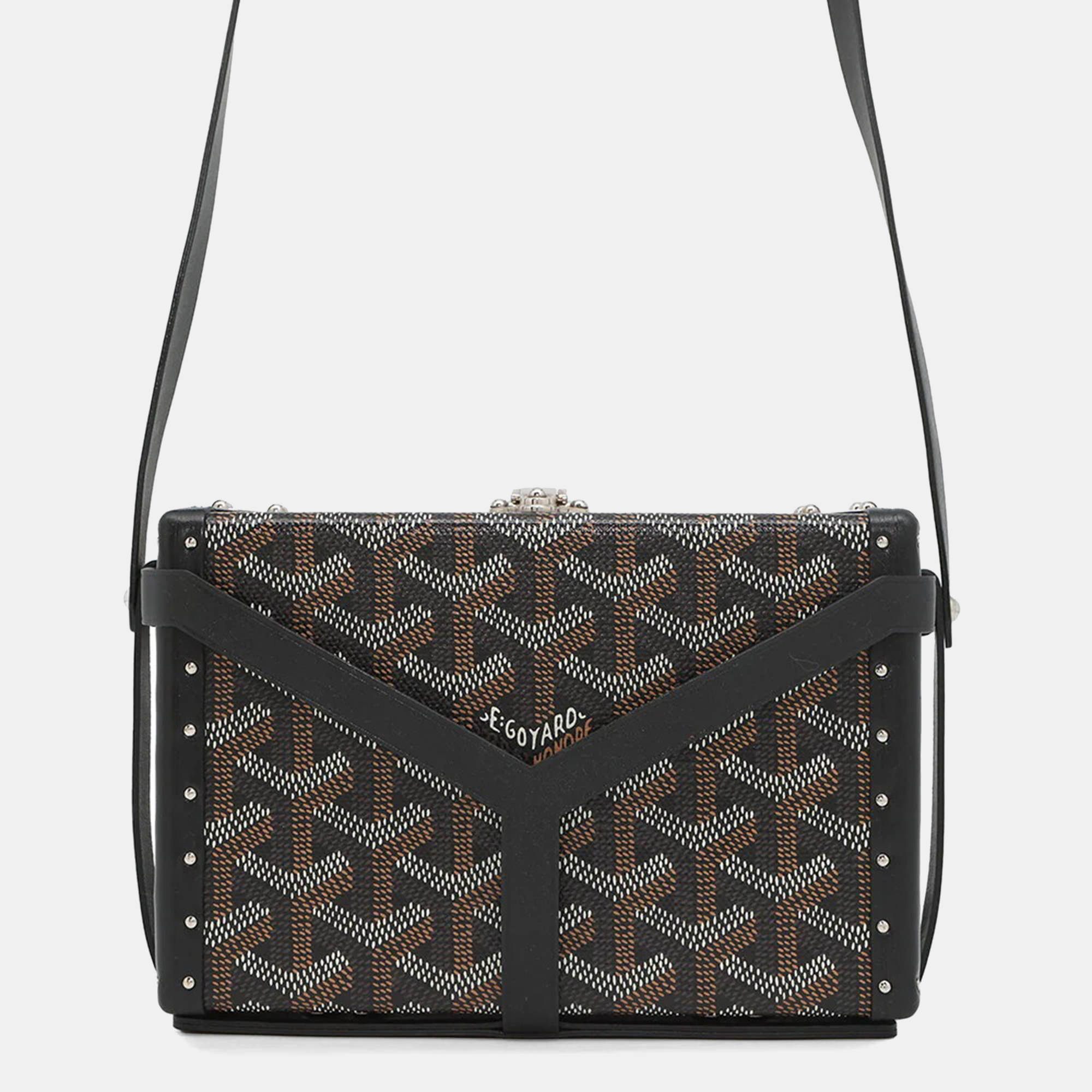 Pre-owned Goyard Menodiaire Black Pvc Leather Trunk Shoulder Bag