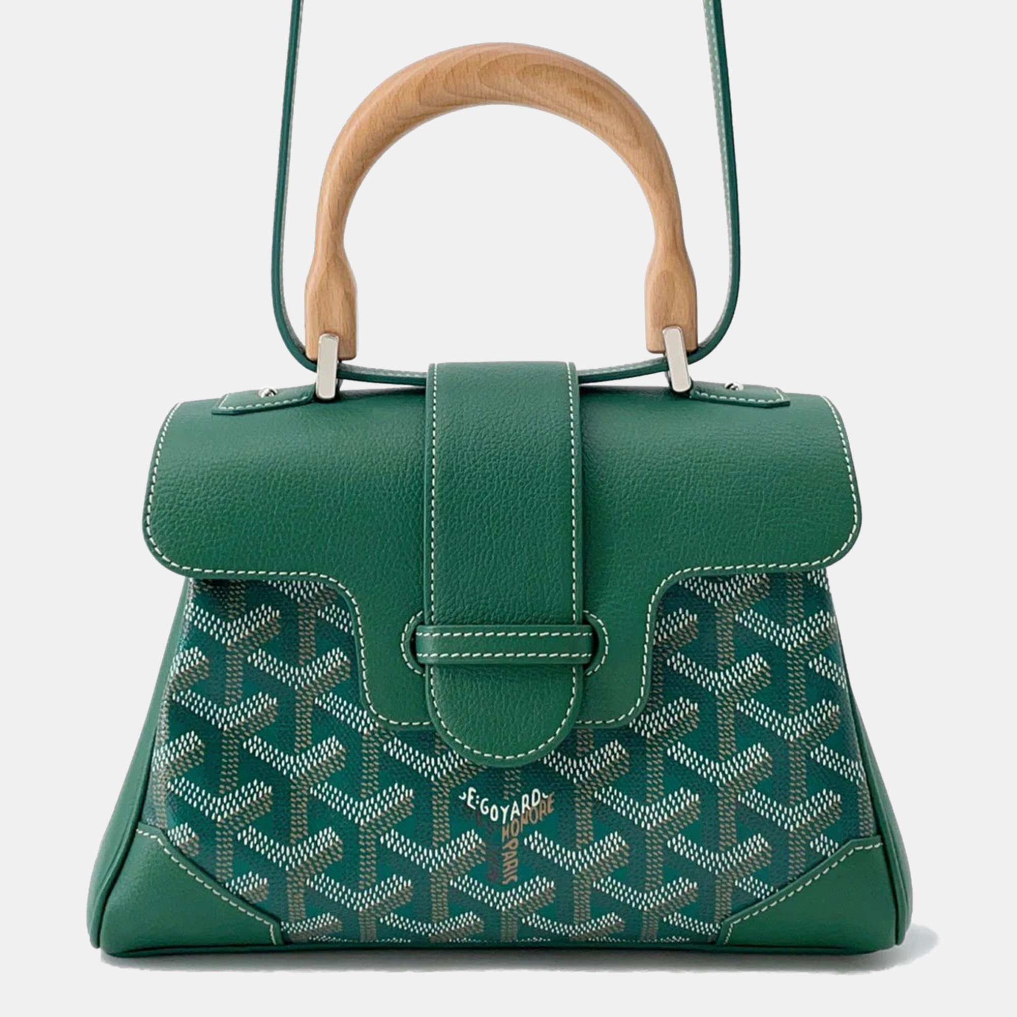 

Goyard Saigon Mini Green Leather Pvc Coated Canvas Bag