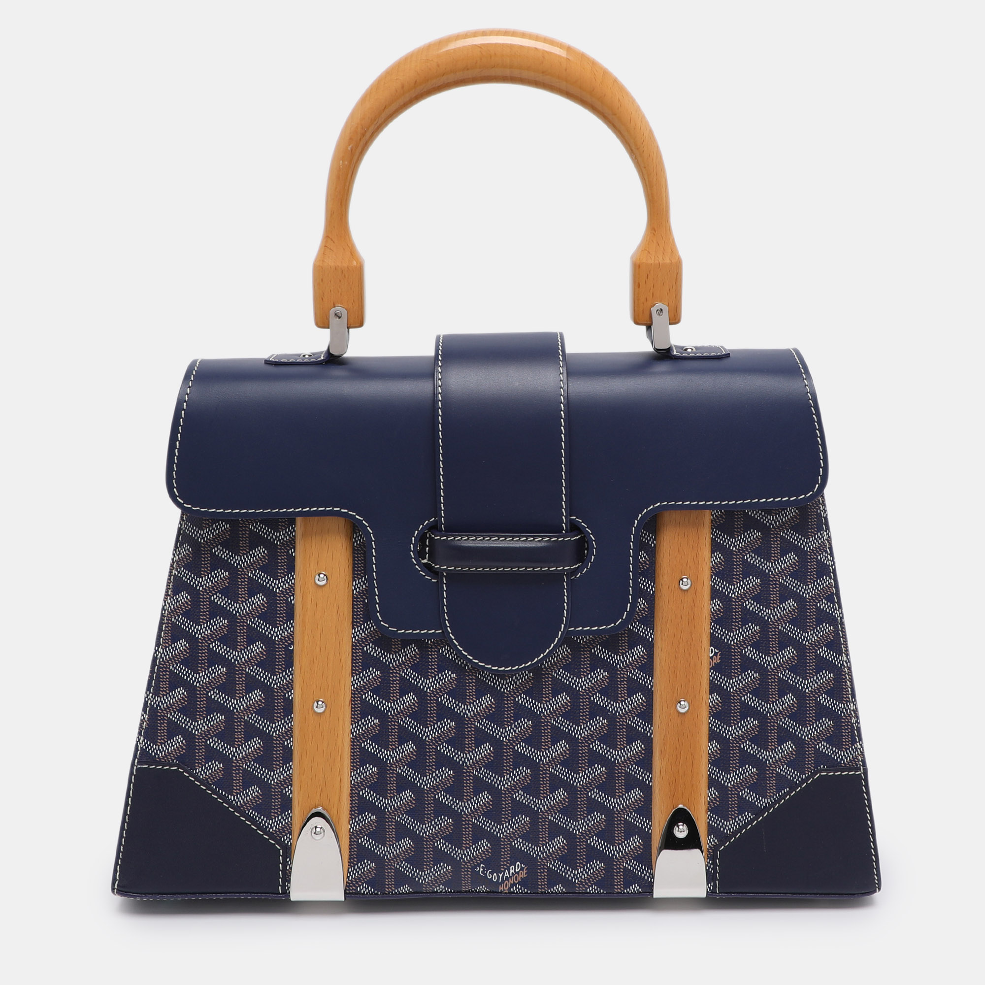 

Goyard Navy Blue Goyardine Coated Canvas and Leather Saigon MM Top Handle Bag