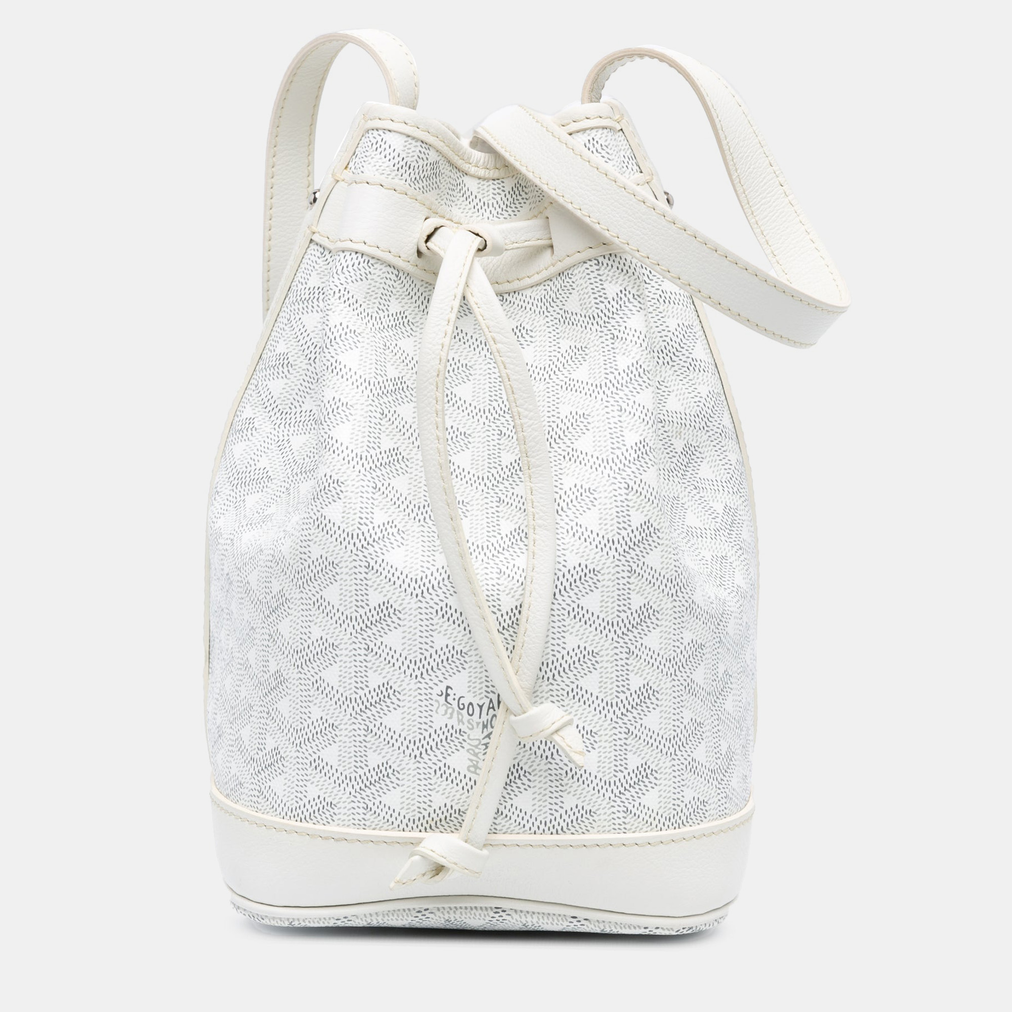 Pre-owned Goyard Ine Canvas Bucket Bag In White