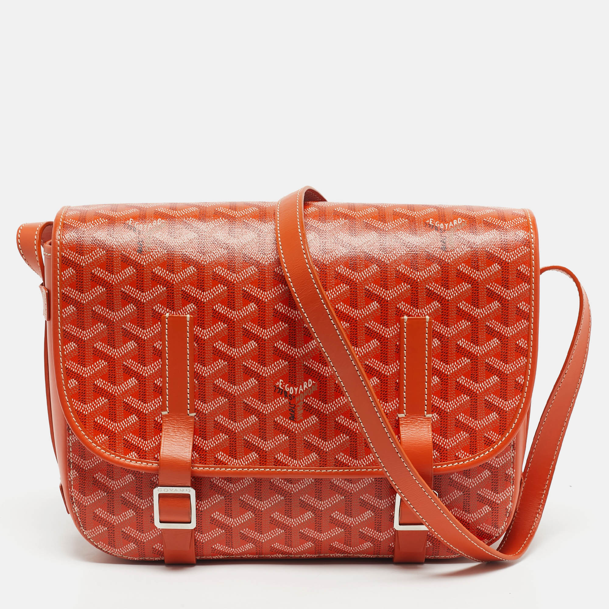 

Goyard Orange Goyardine Coated Canvas Belvedere MM Saddle Bag