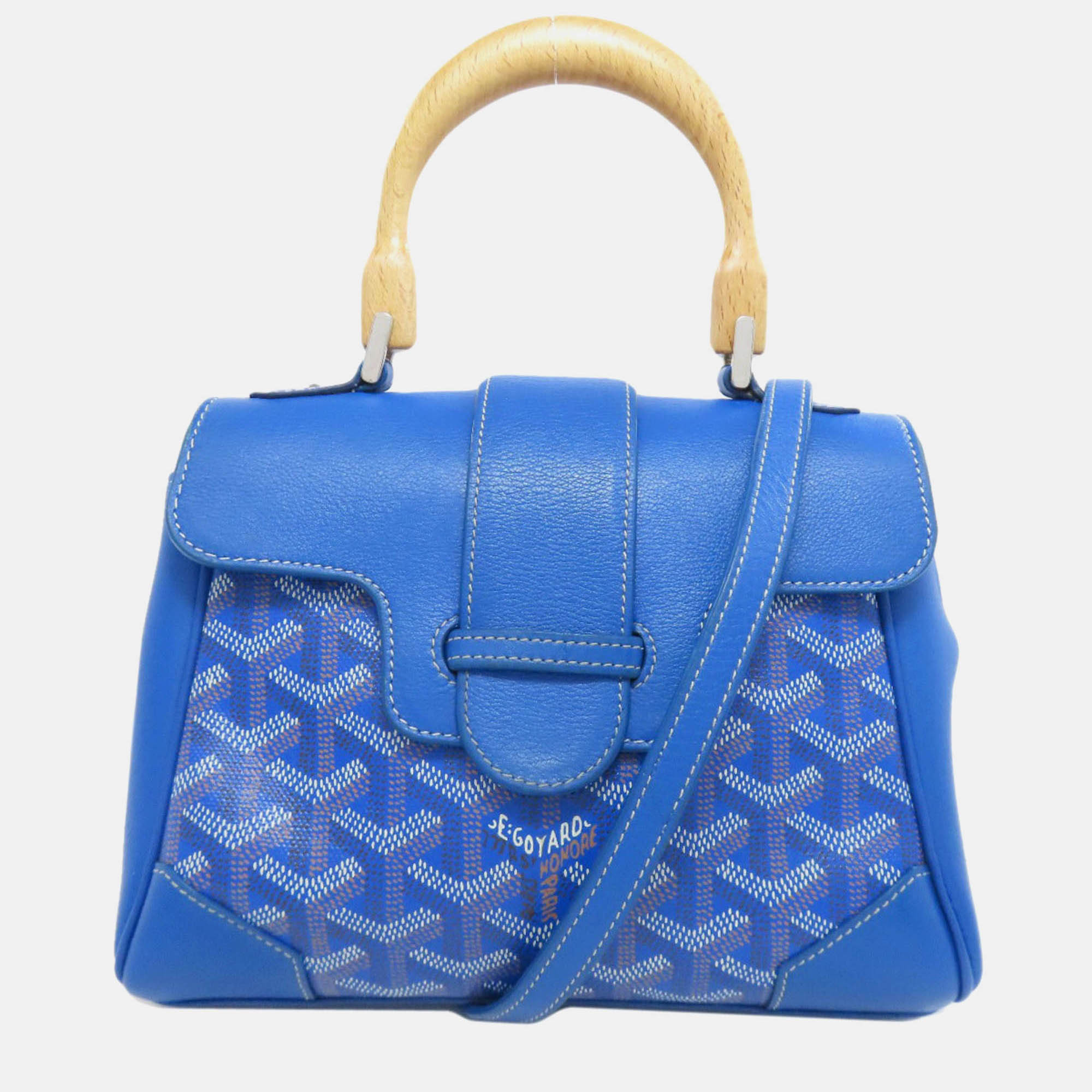 

Goyard Saigon Mini Coated Canvas Calfskin Handbag, Blue