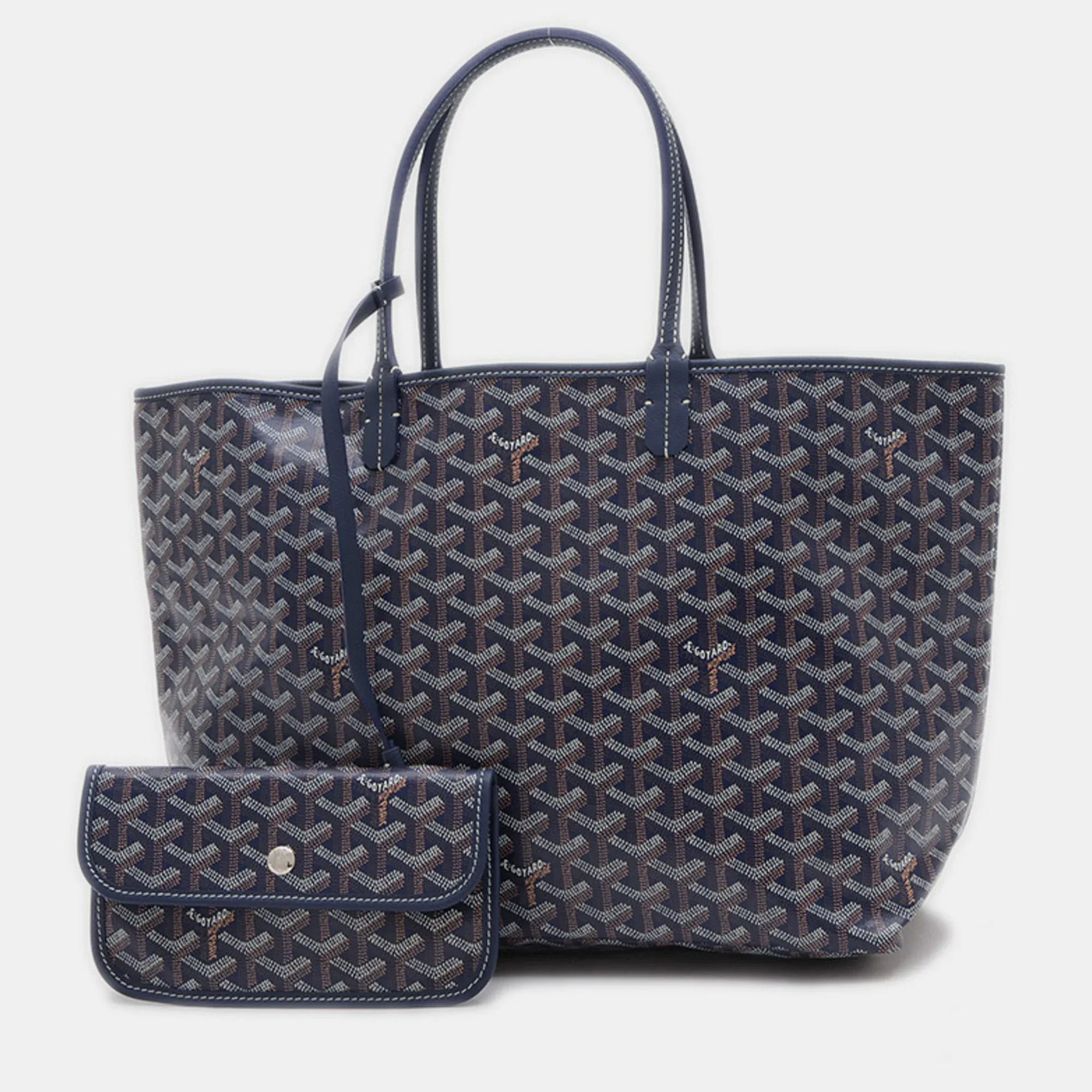 

Goyard Saint Louis Pm Tote Bag In Goyardine Canvas Navy, Navy blue
