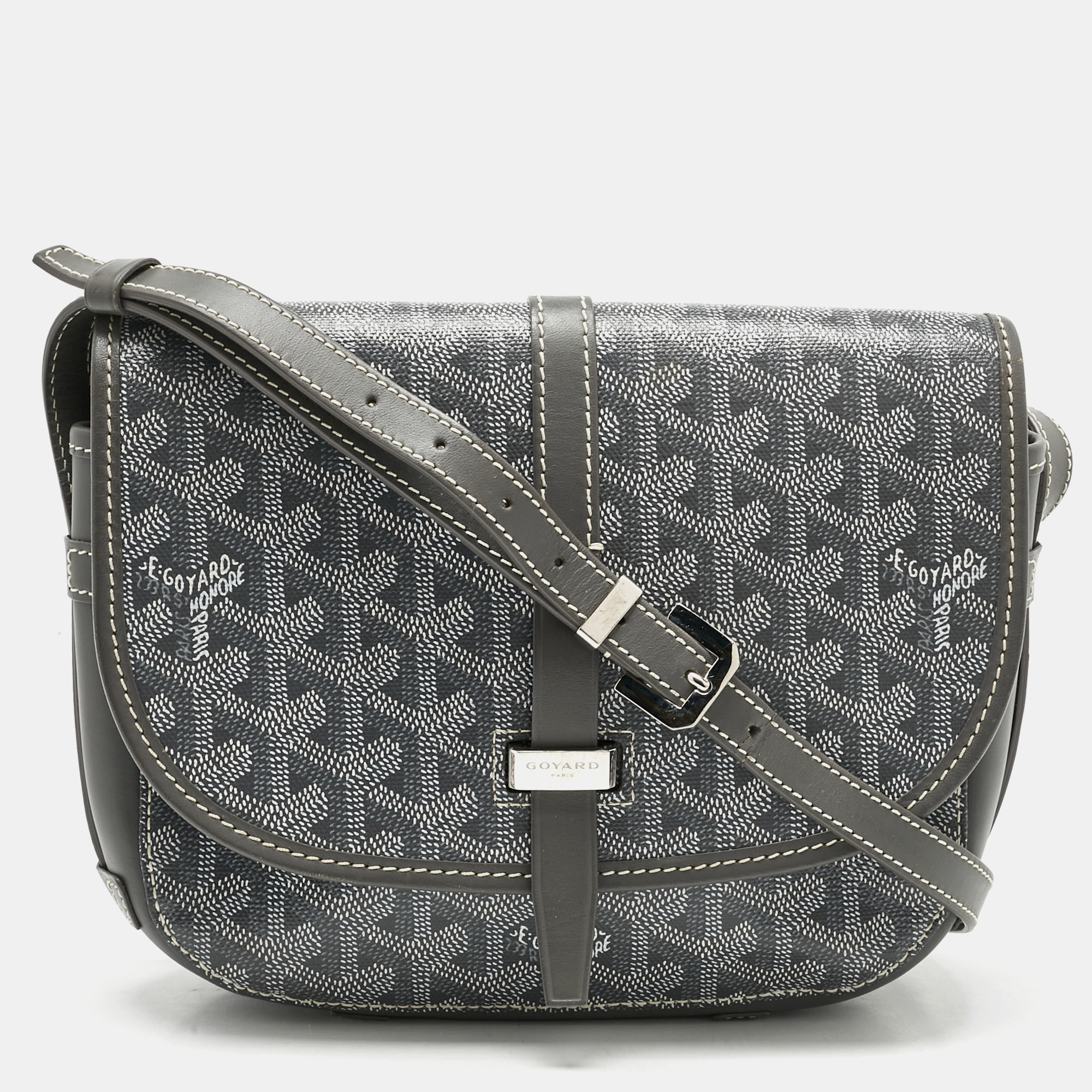 

Goyard Grey Goyardine Coated Canvas and Leather Belvedere ll PM Bag