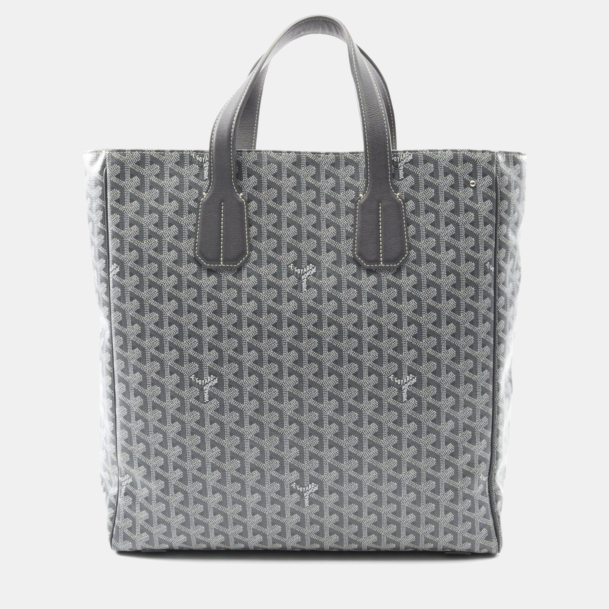 

Goyard Sac Voltaire Tote Bag Coated Canvas Leather Gray White, Grey