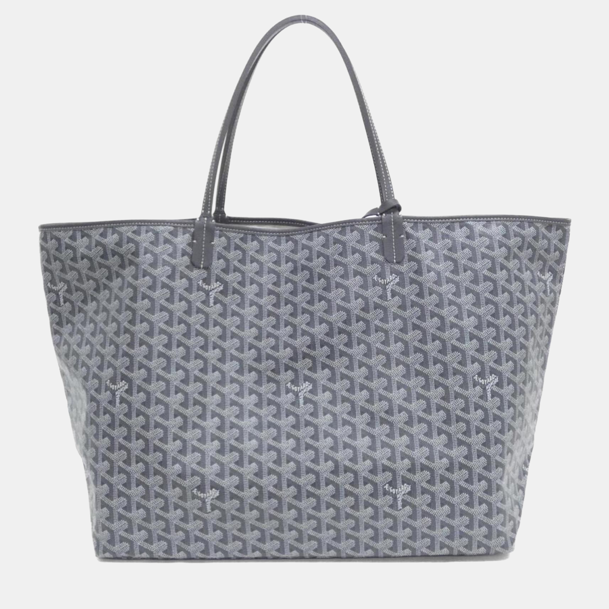 Pre-owned Goyard Saint Louis Gm Ama Louis Handbag In Gray