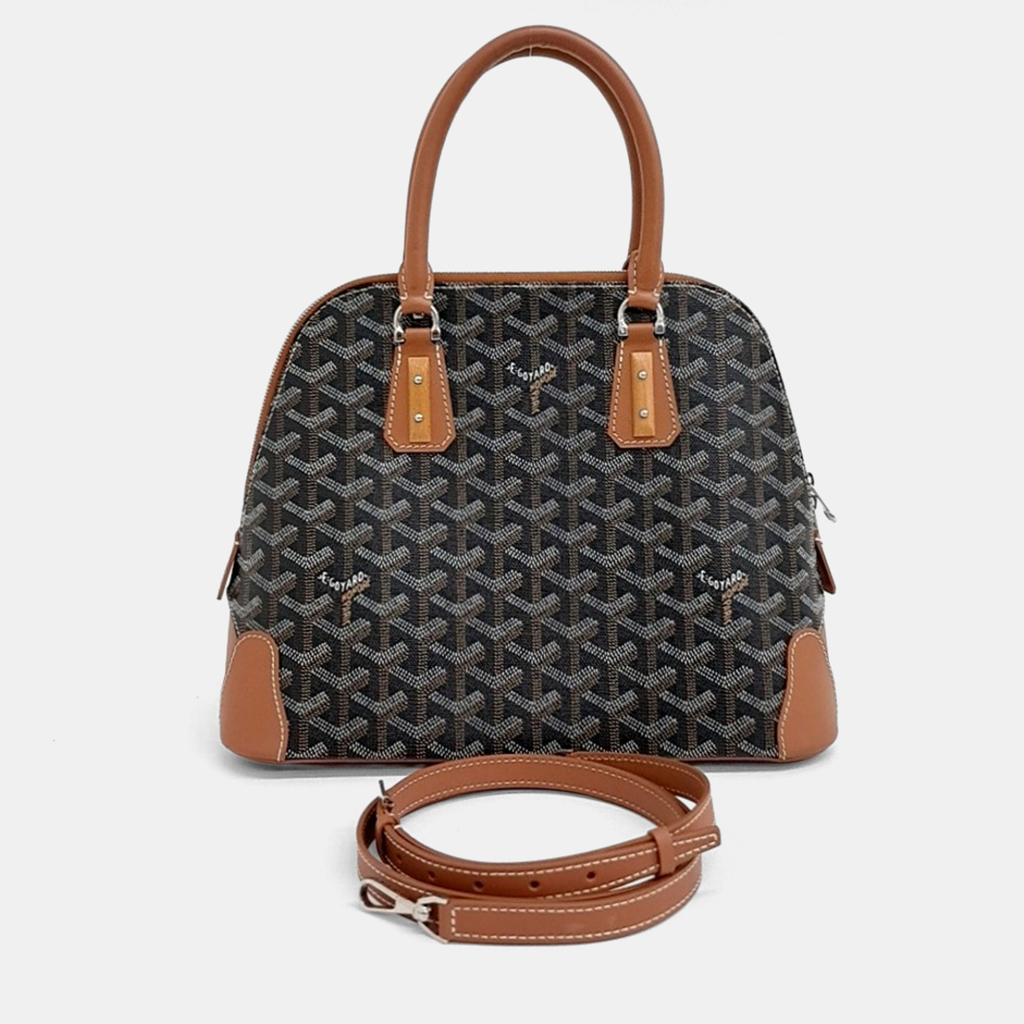 

Goyard Black Brown Coated canvas Vendome PM bag + strap
