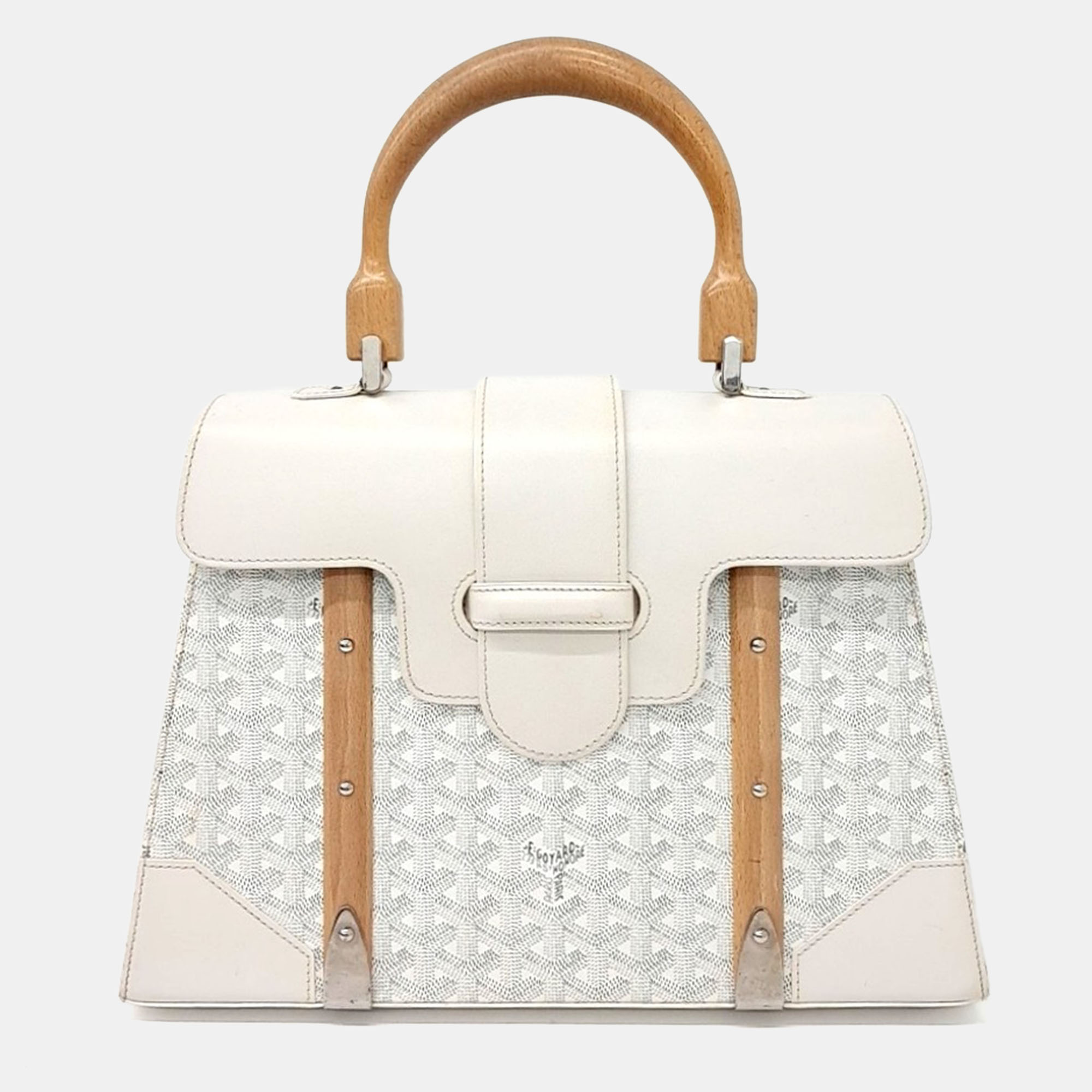 Pre-owned Goyard White Fabric Saigon Gm