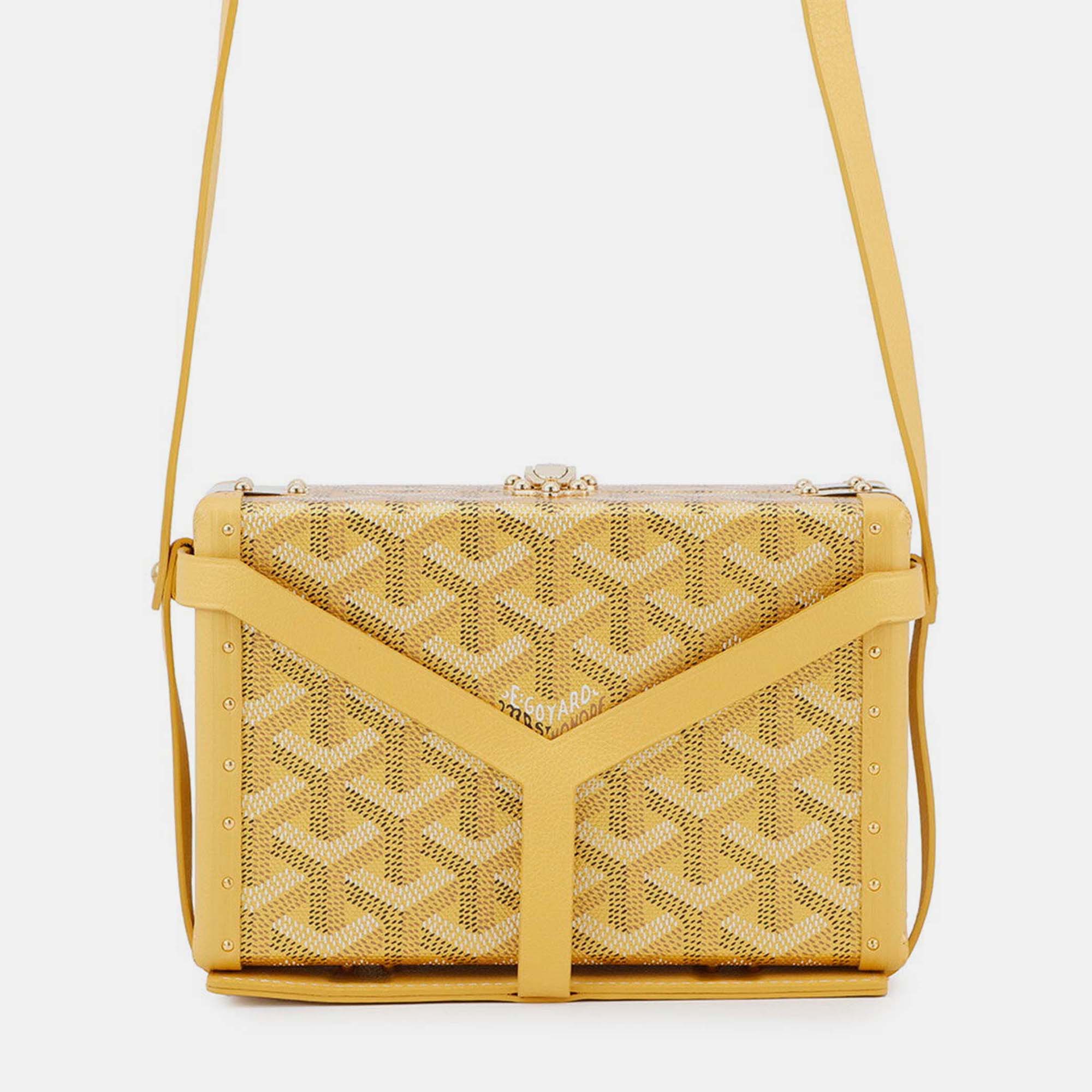 Pre-owned Goyard Menodiaire Trunk Shoulder Bag Gold/yellow Pvc Leather