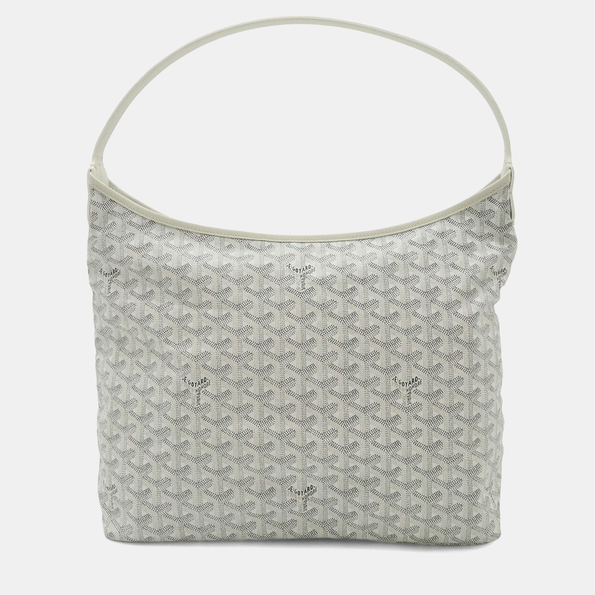 Pre-owned Goyard Boheme Hobo Bag Shoulder Coated Canvas Leather White Gray