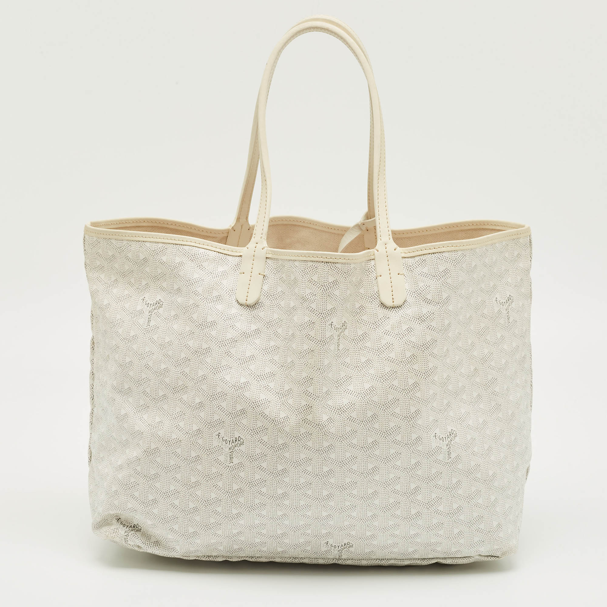 Pre-owned Goyard Ine Coated Canvas And Leather Saint Louis Pm Tote In White