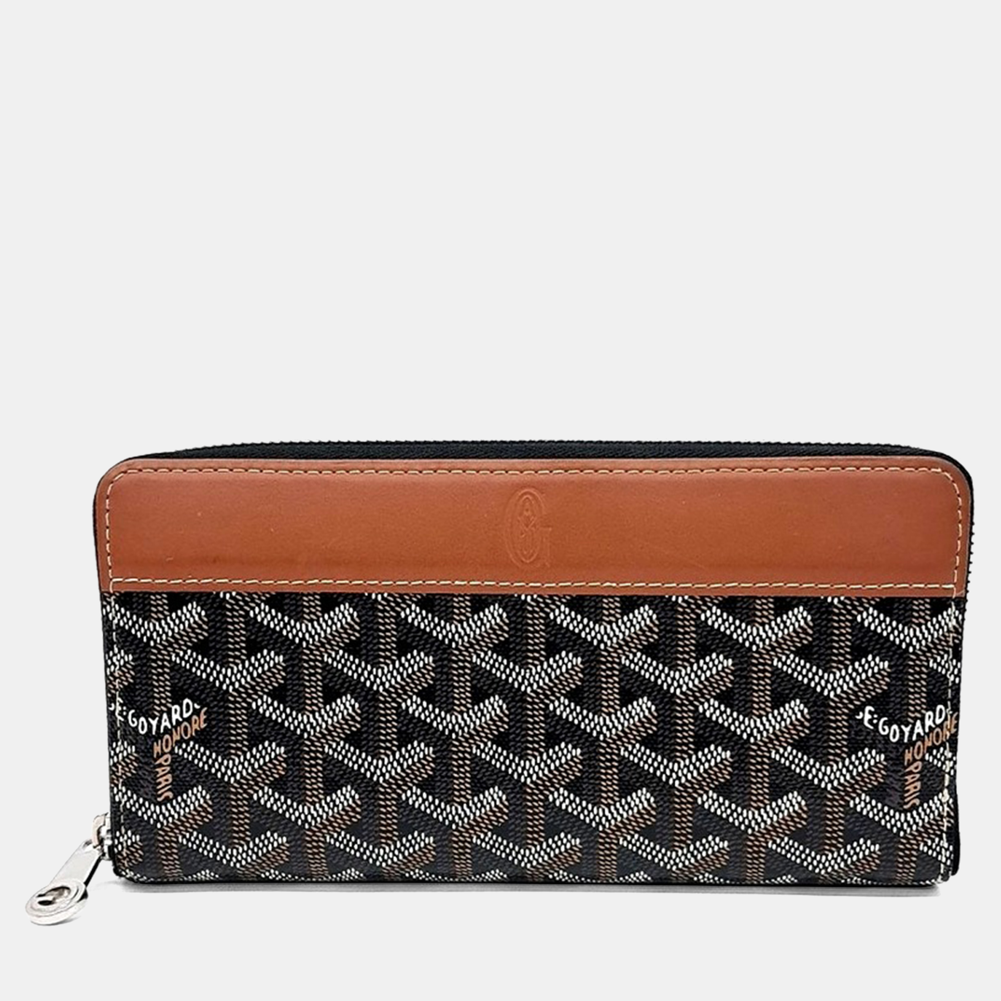 Pre-owned Goyard Black Brown Pvc Matignon Long Wallet