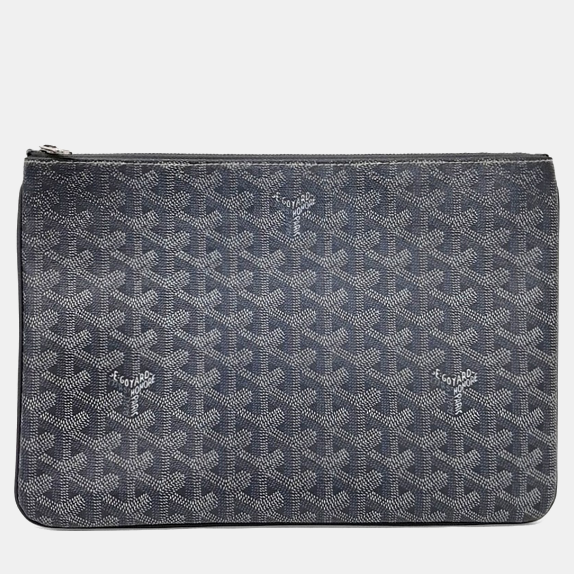 Pre-owned Goyard Grey Canvas Senna Mm In Gray
