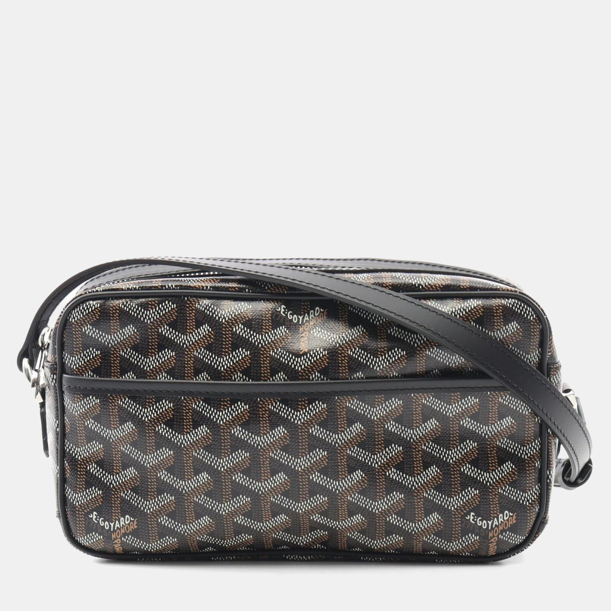 Pre-owned Goyard Cap Vert Pm Shoulder Bag Coated Canvas Leather Black Multicolor