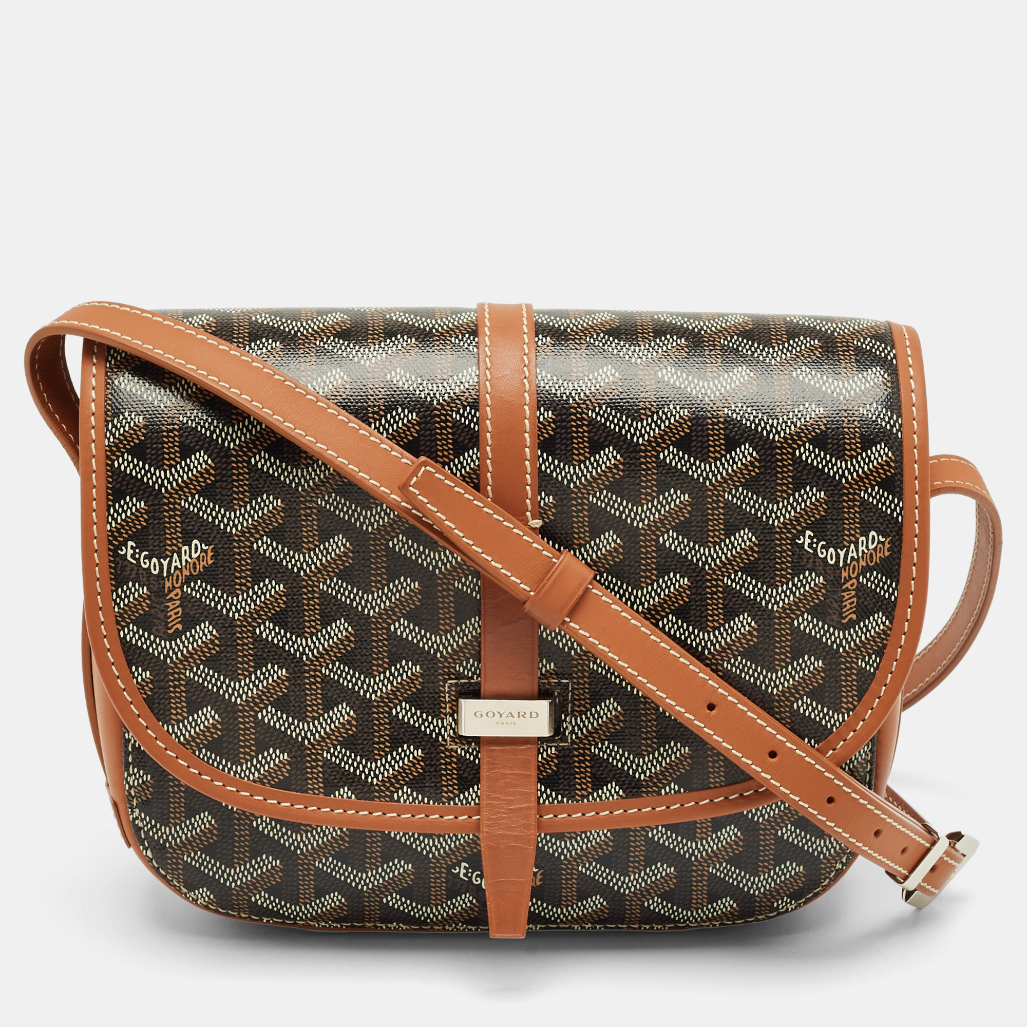 

Goyard Brown Goyardine Coated Canvas and Leather Belvedere ll PM Bag