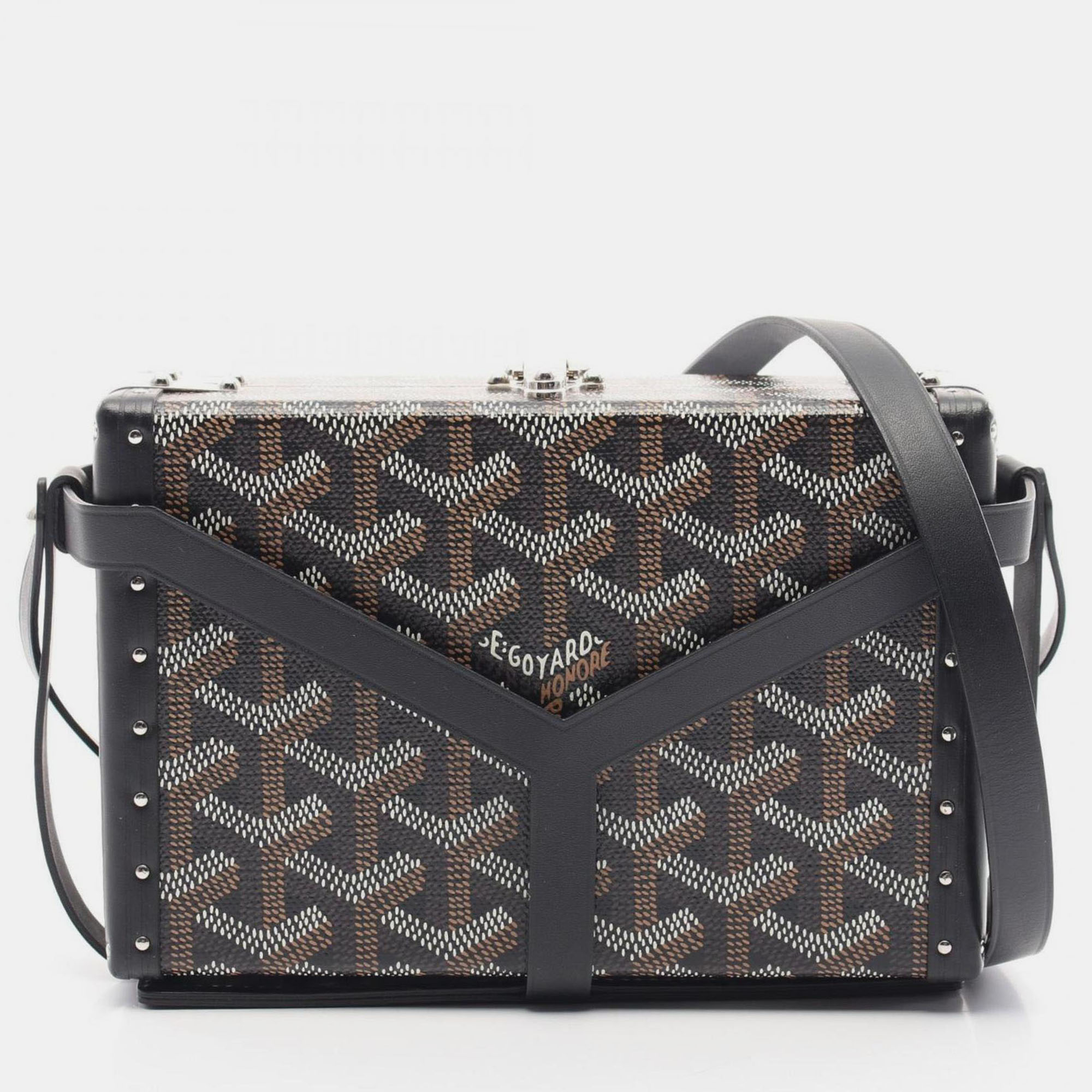 

Goyard Menodiaire Trunk Bag Shoulder Coated Canvas Leather Black Brown White