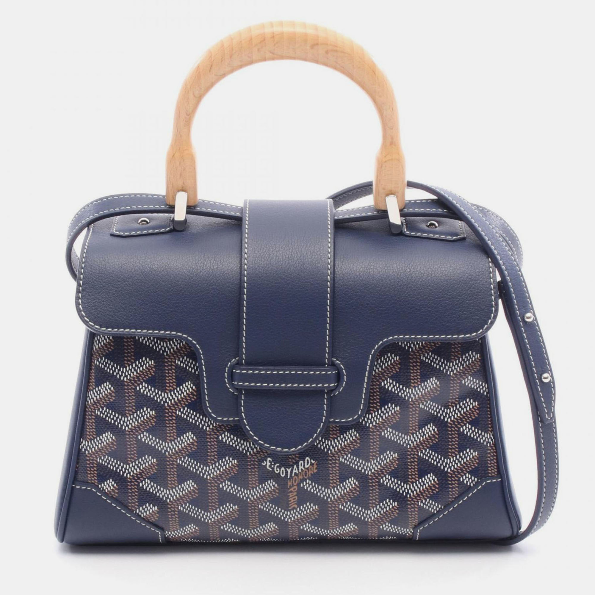 

Goyard Handbag Coated Canvas And Leather Navy White Brown