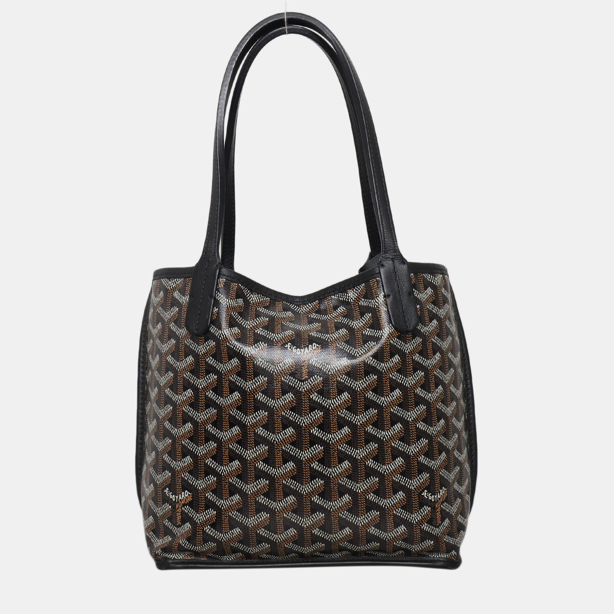 Pre-owned Goyard Ine Reversible Mini Anjou Tote Bag In Black