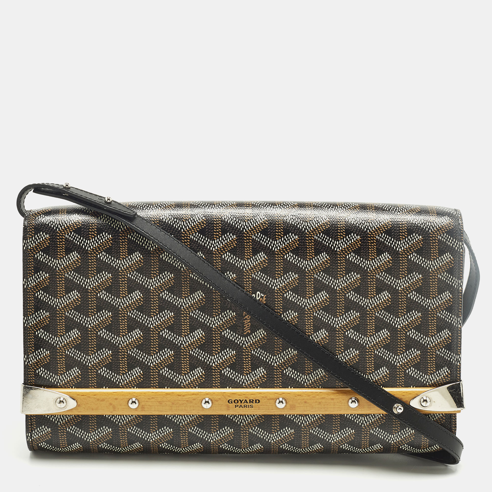 

Goyard Monte Carlo Bois Black Goyardine Coated Canvas and Leather Bag
