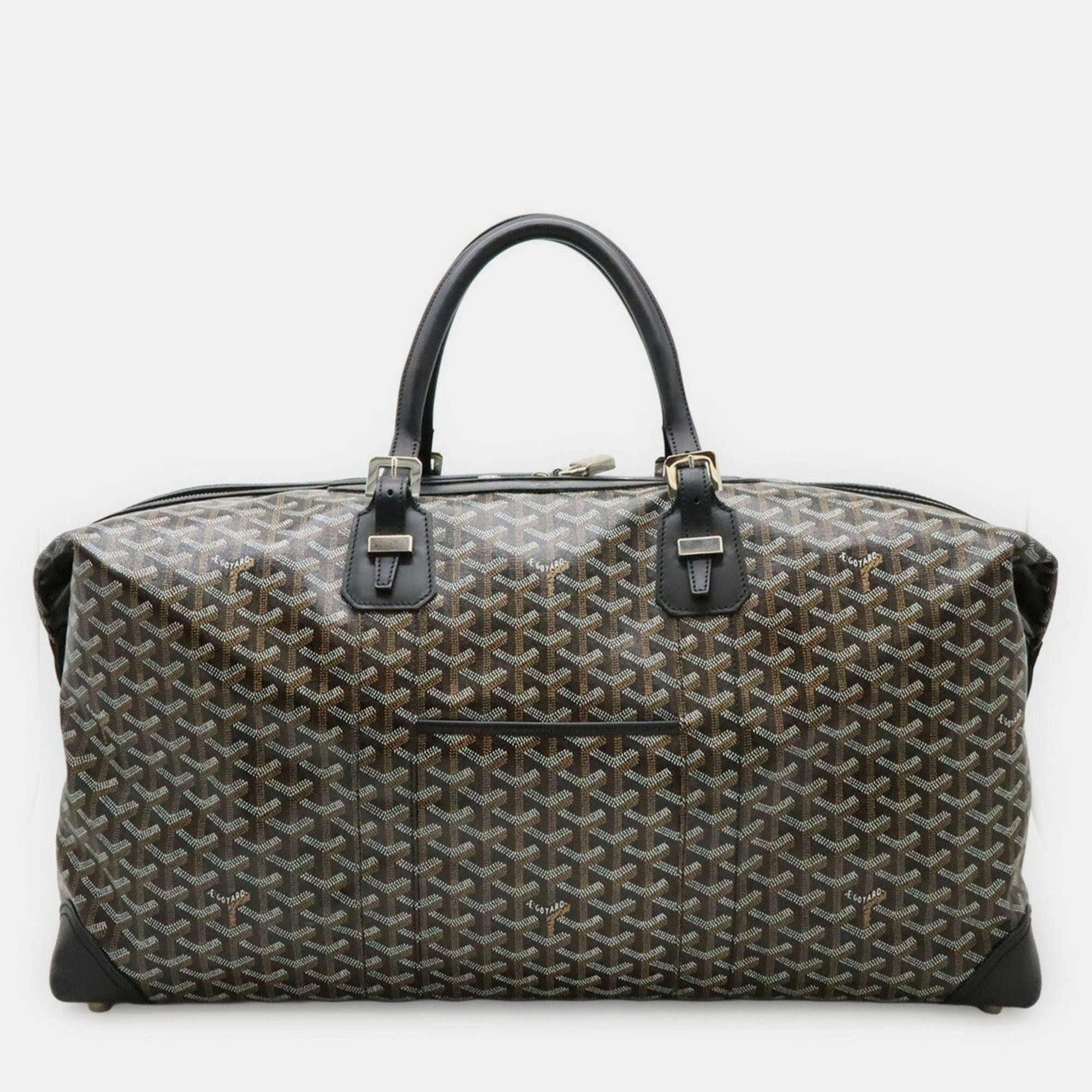 

Goyard 55 Boeing Boston Bag Travel Herringbone Pattern Pvc Leather Black