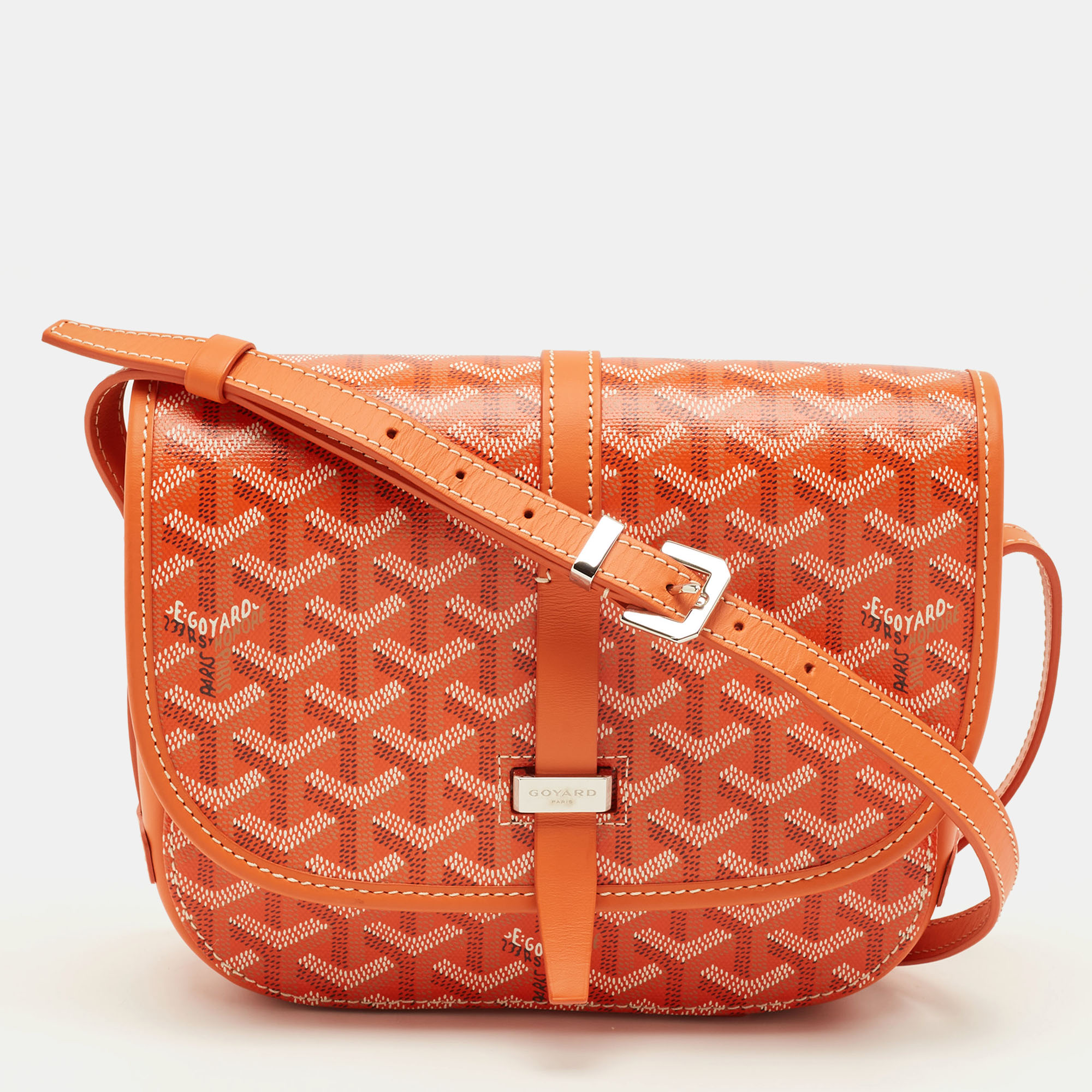 Goyard Belvedere II PM Orange Goyardine Coated Canvas and Leather Bag