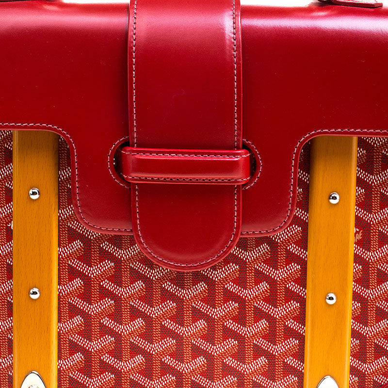 Goyard Saigon Top Handle Bag Coated Canvas with Leather Mini Red 2068037