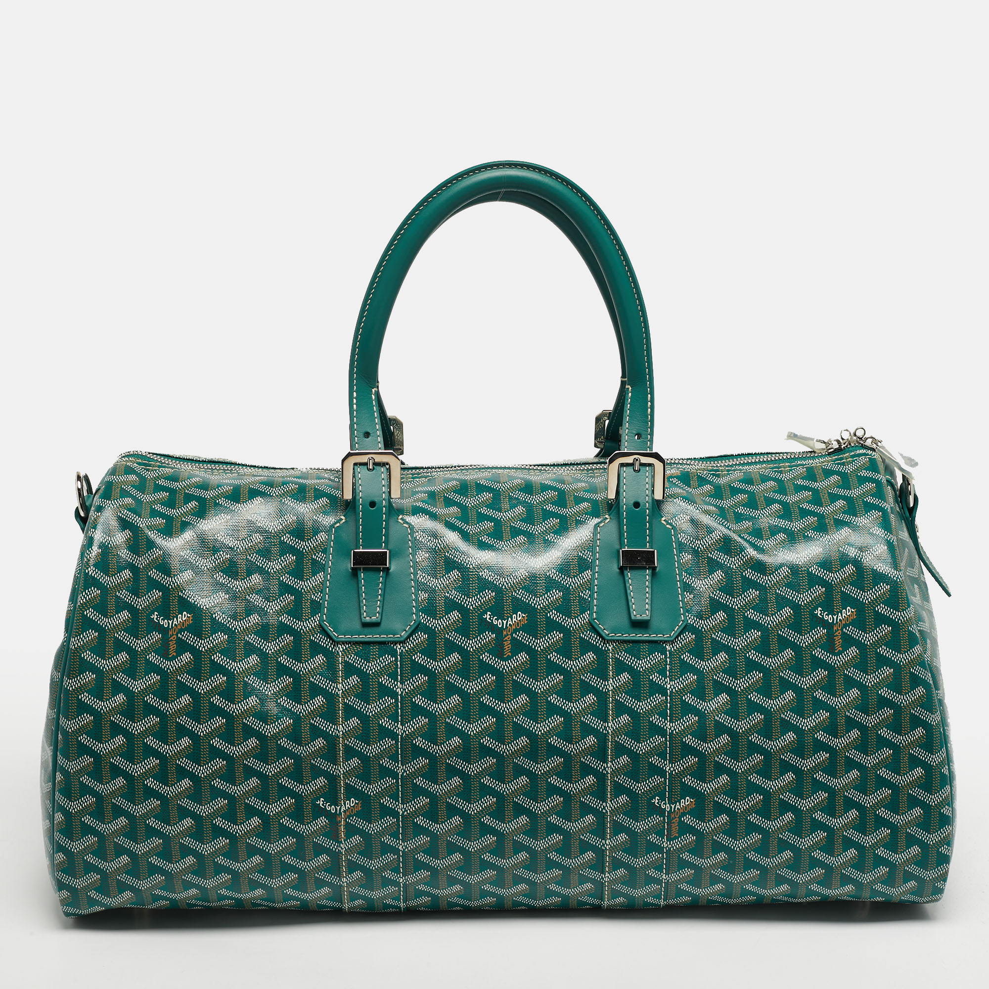 

Goyard Boston 45 Green Goyardine Coated Canvas and Leather Duffel Bag