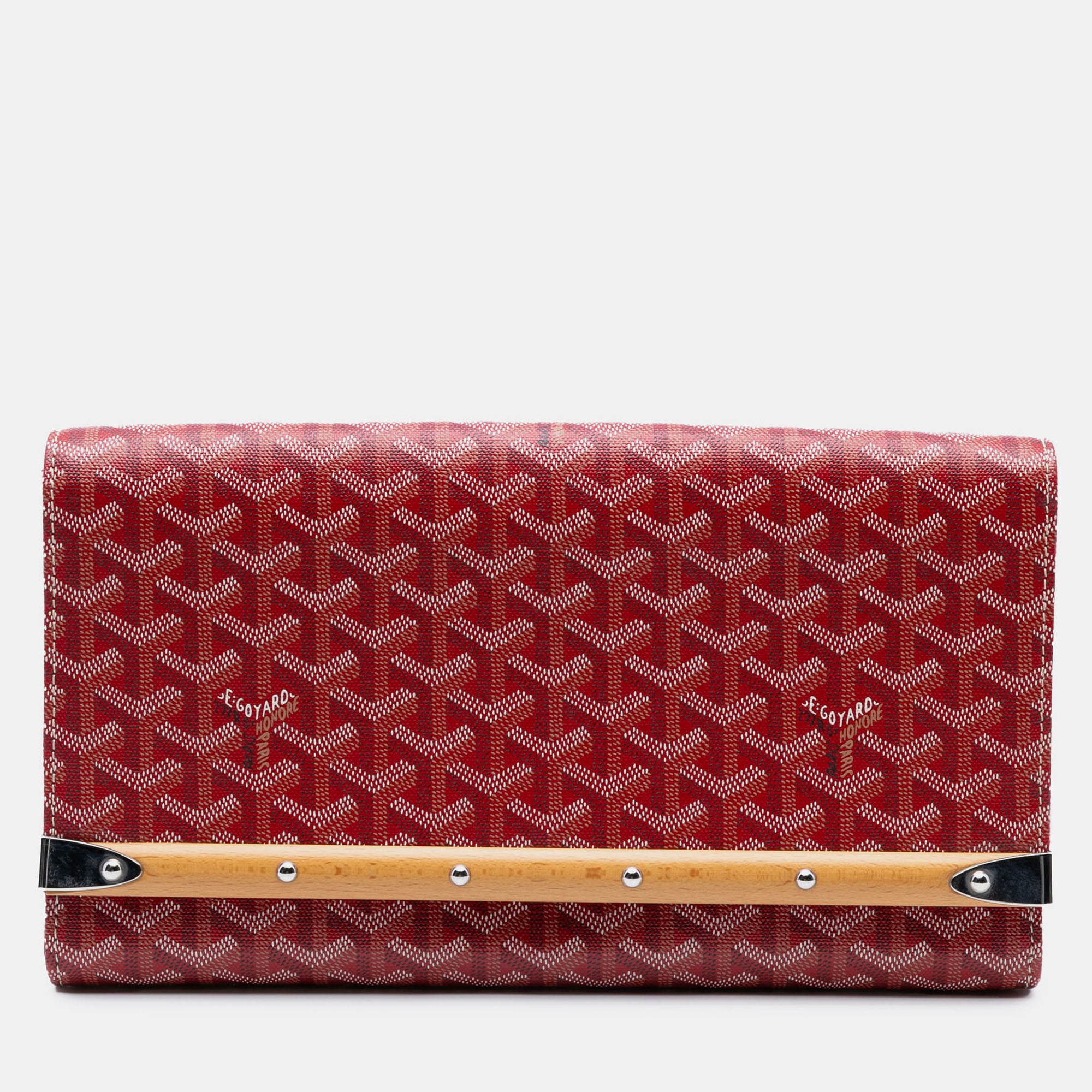 Pre-owned Goyard Ine Monte Carlo Bois Clutch In Red