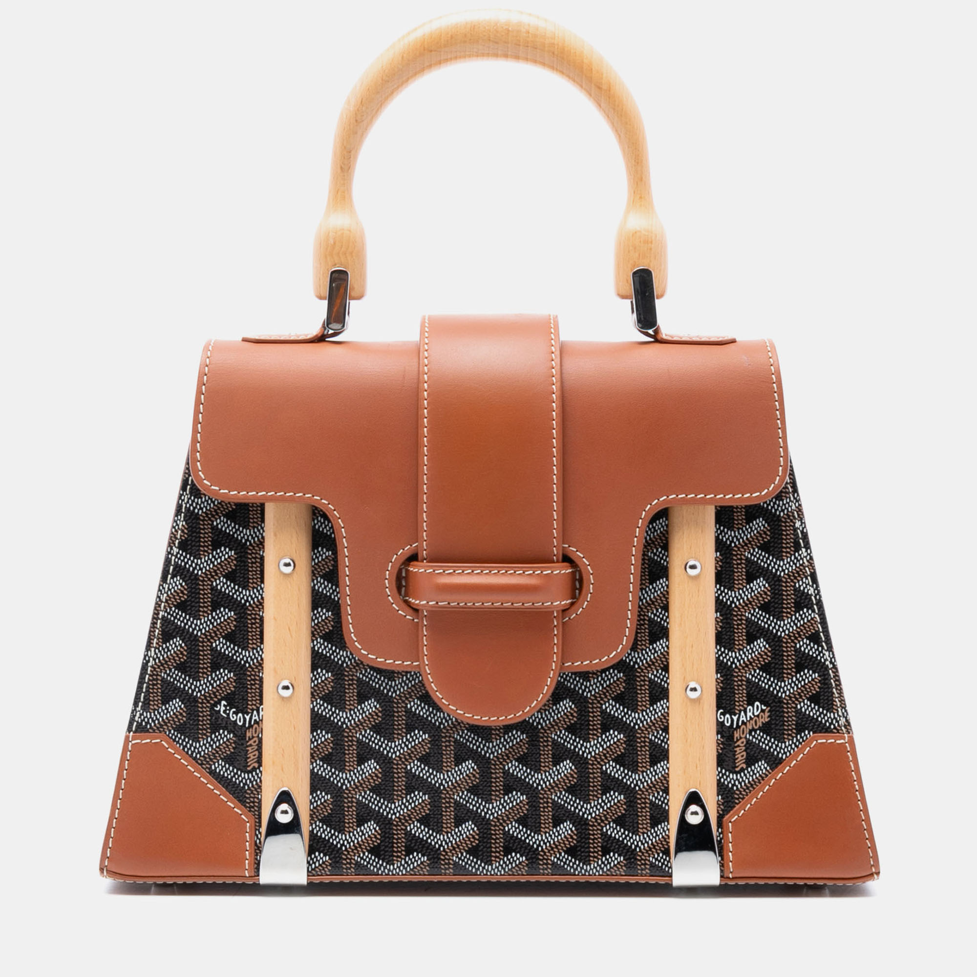 

Goyard Black Brown Goyardine Saigon Structured PM