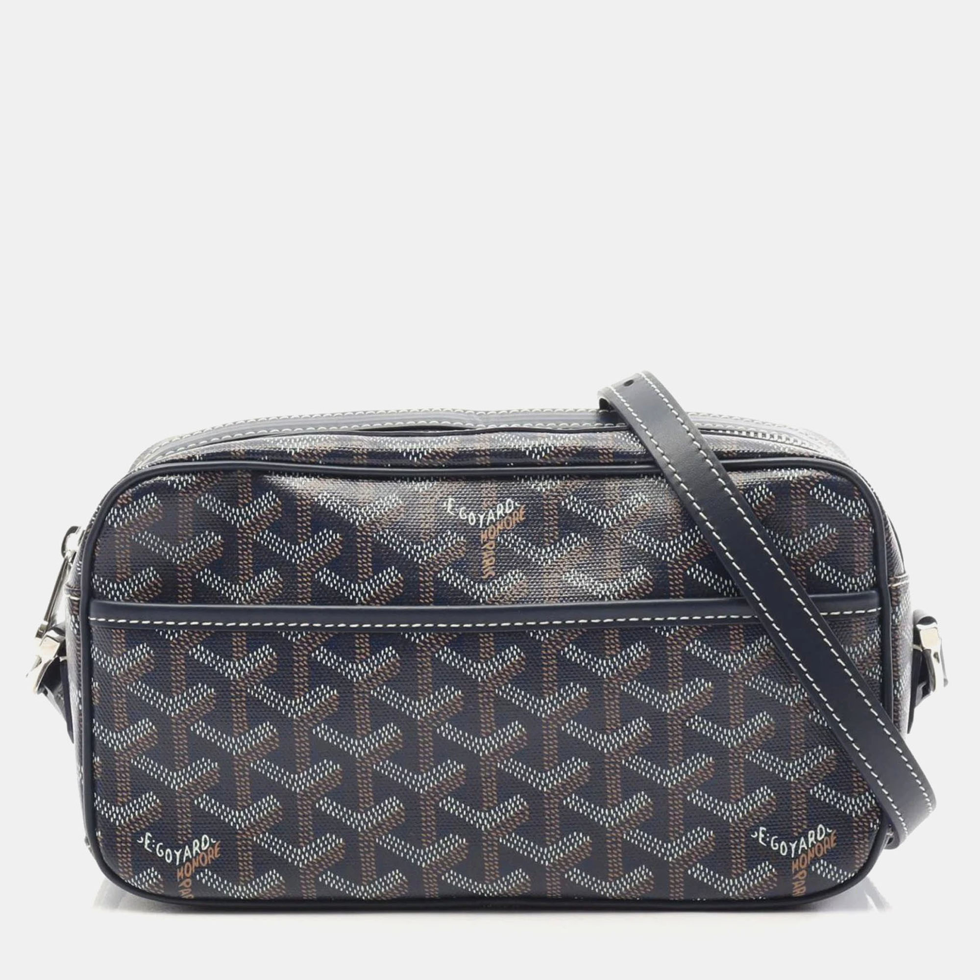 

Goyard Cap Vert Pm Shoulder Bag In Coated Canvas And Leather Navy Multicolor, Brown