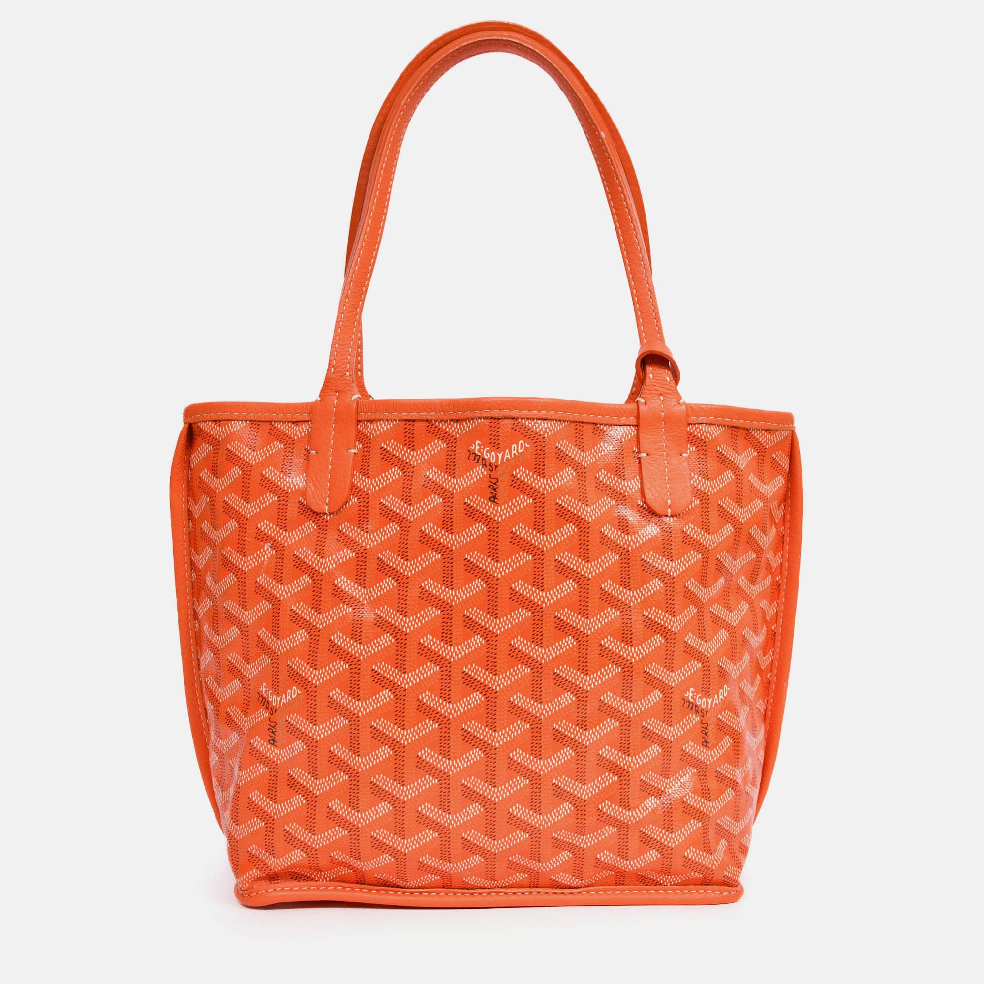 

Goyard Orange Goyardine Mini Anjou Tote with Pouch