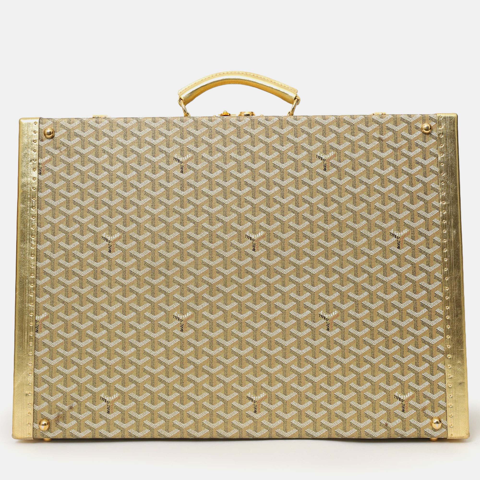 

Goyard Gold Gold Goyardine Coated Canvas 'Grand Hotel 60' Trunk