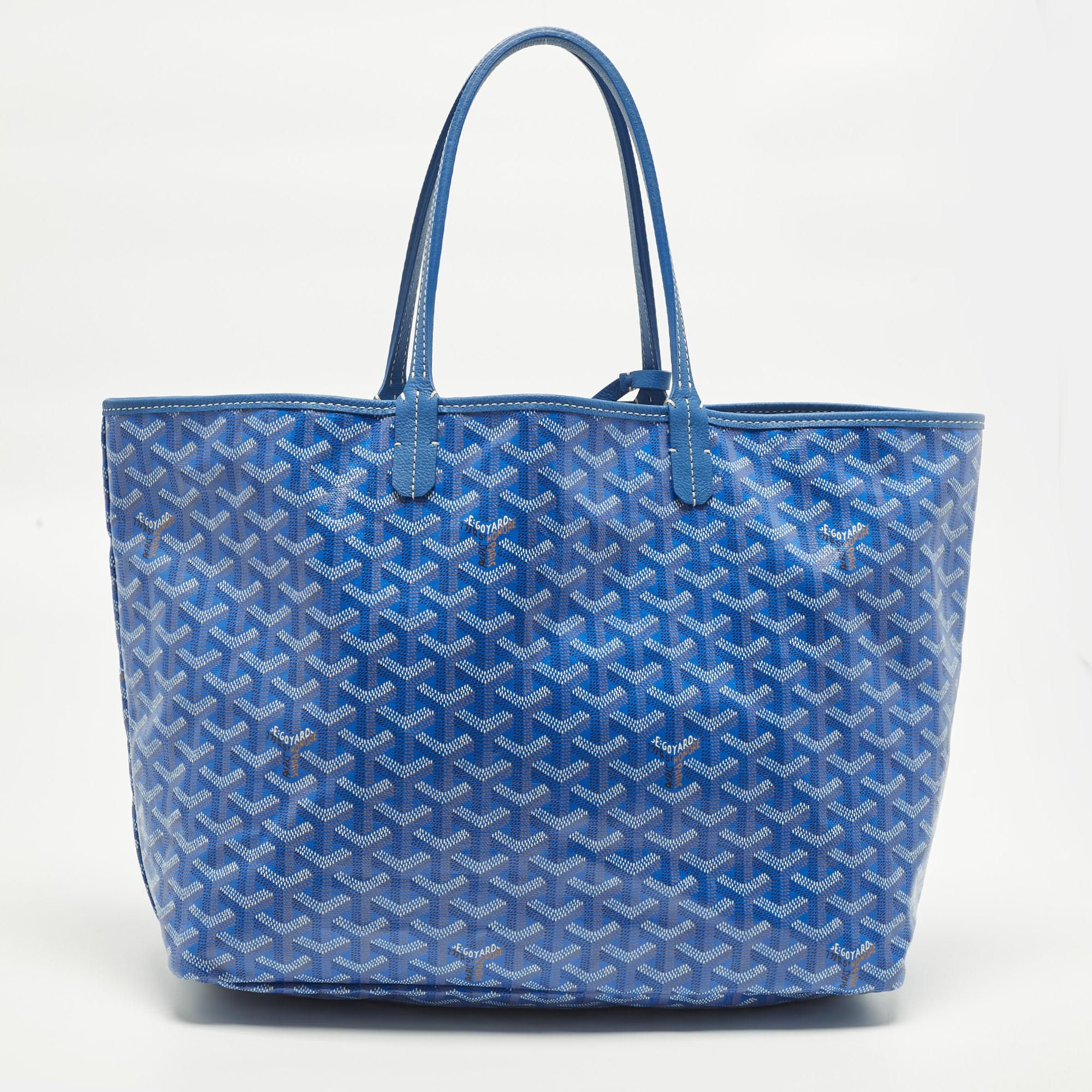 

Goyard Saint Louis PM Blue Goyardine Coated Canvas and Leather Tote