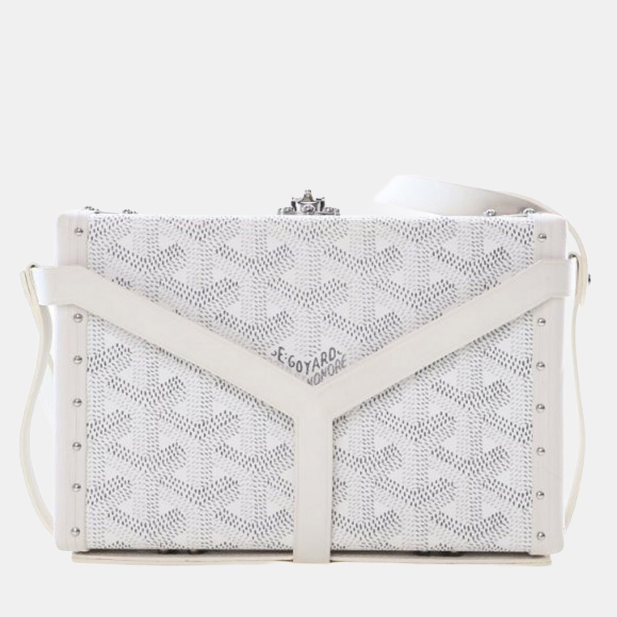 

Goyard Mini Goyardine Minaudiere Trunk Bag, Silver