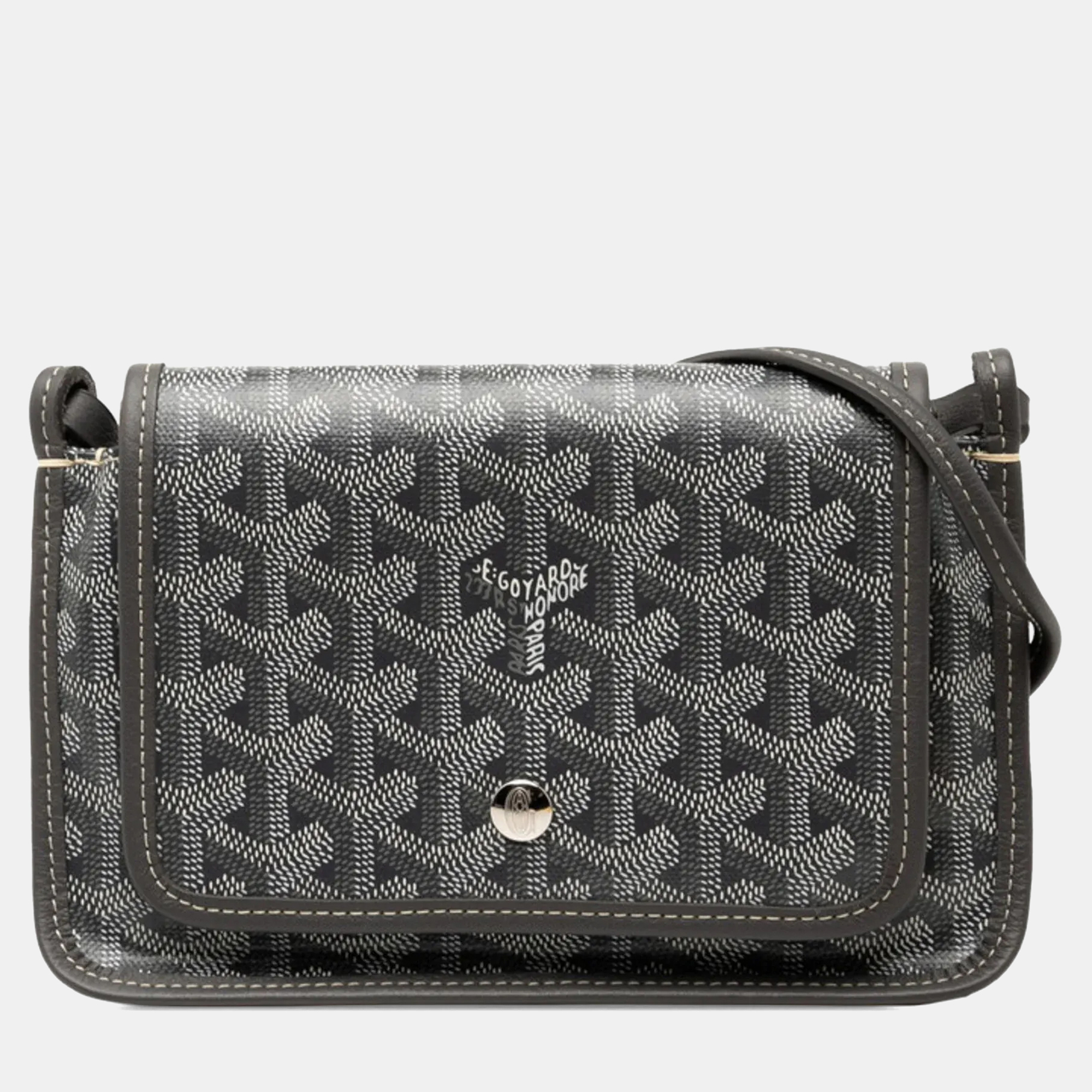 

Goyard Plumet Pouch Wallet Crossbody Shoulder Bag In Gray And White Leather, Grey