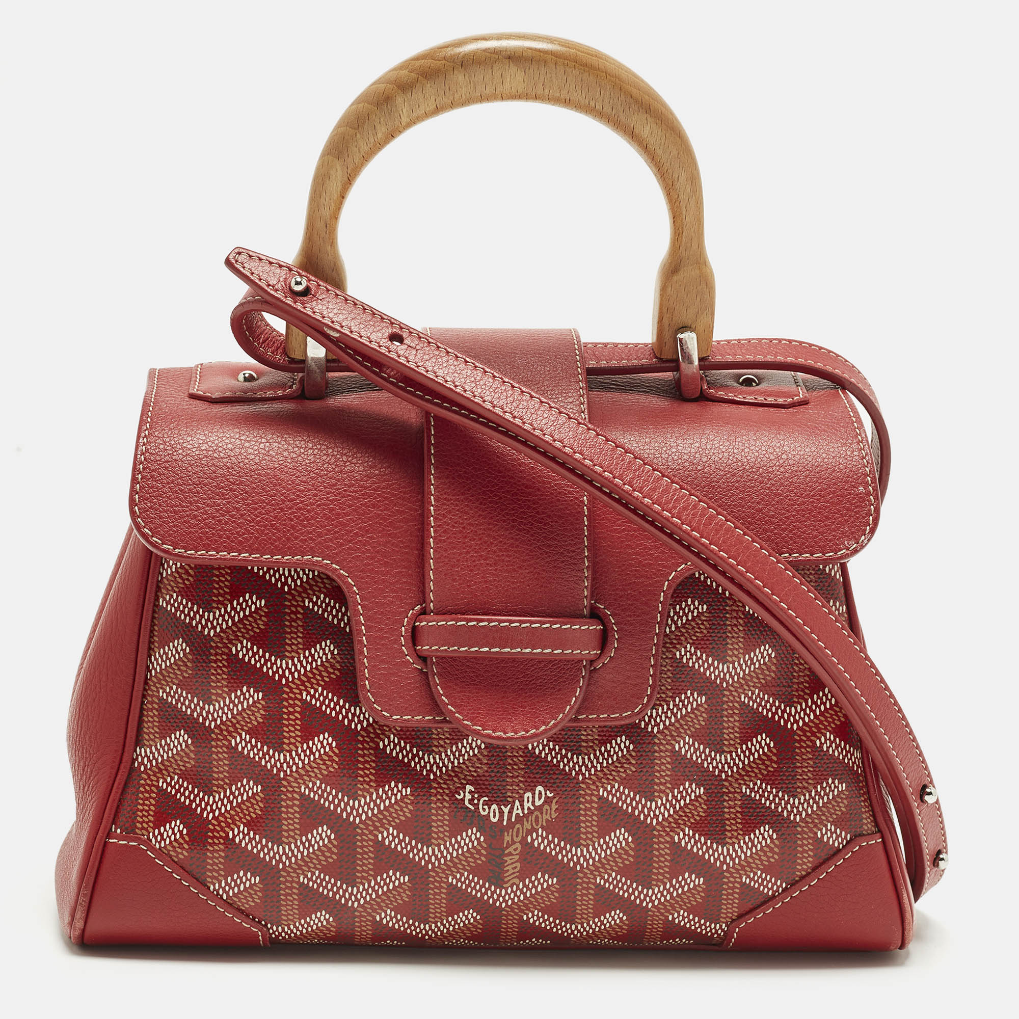 

Goyard Saigon Mini Red Goyardine Coated Canvas and Leather Top Handle Bag