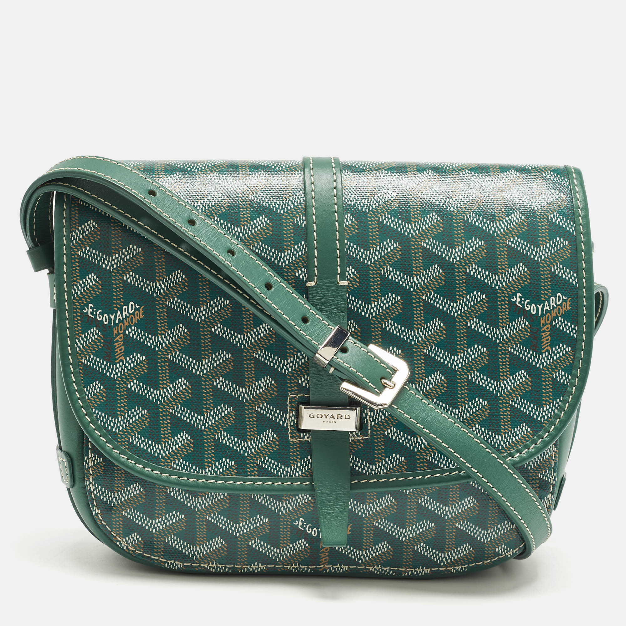 

Goyard Belvedere II PM Green Goyardine Coated Canvas and Leather Saddle Bag