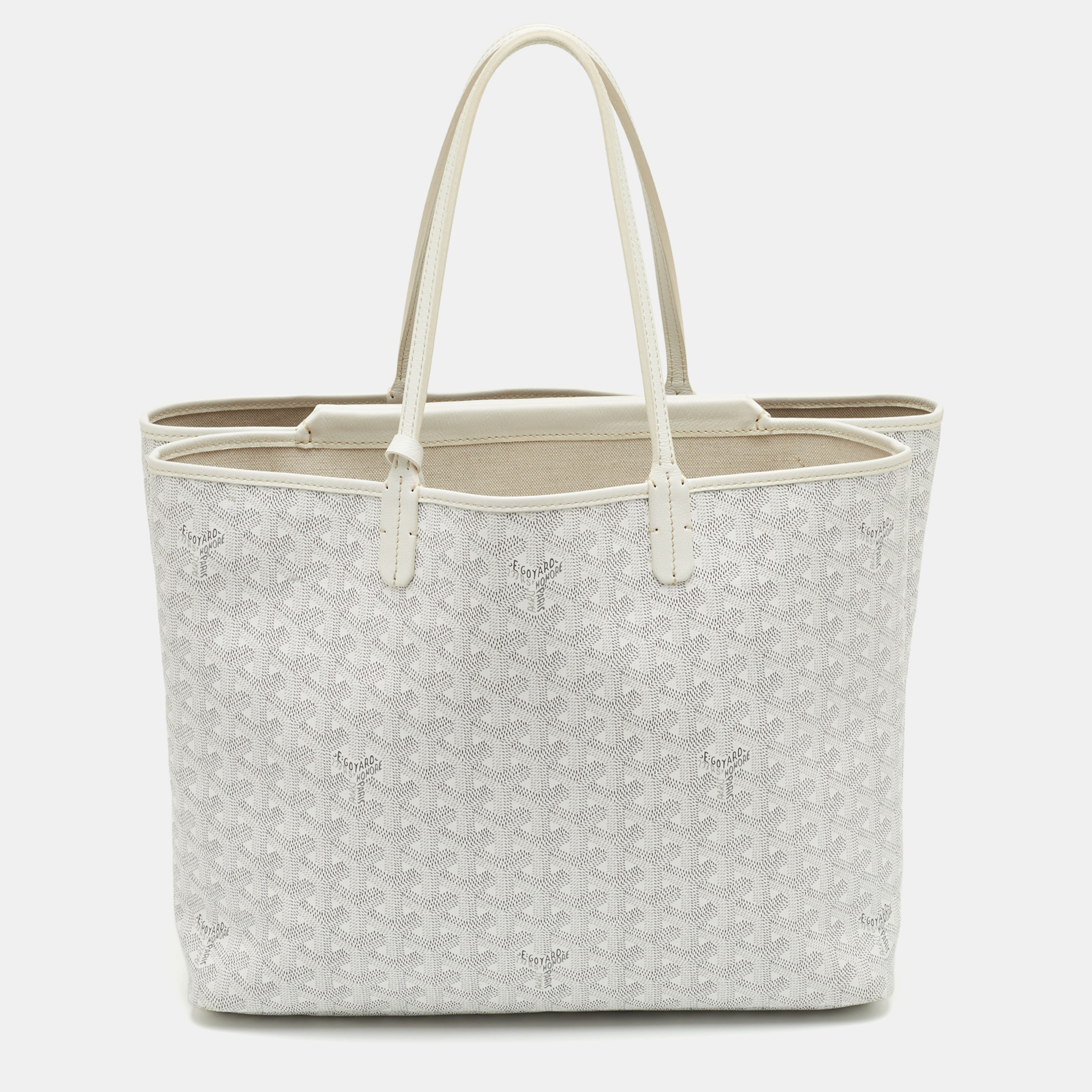 

Goyard Saint Louis PM White Goyardine Coated Canvas and Leather Tote