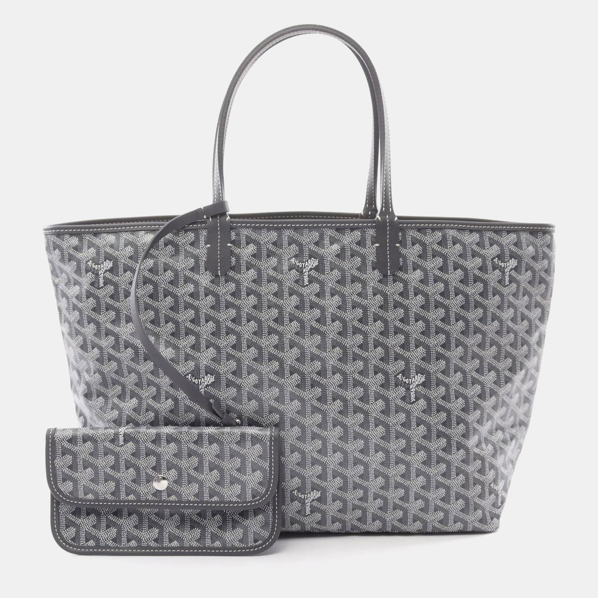 

Goyard Saint Louis Pm Tote Bag Coated Canvas And Leather Gray White, Grey
