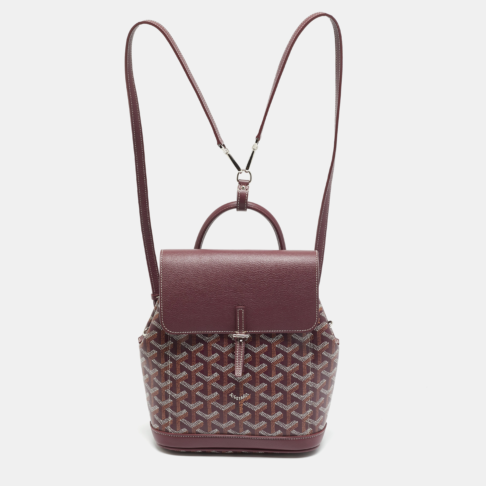 

Goyard Alpin Mini Burgundy Goyardine Coated Canvas and Leather Backpack