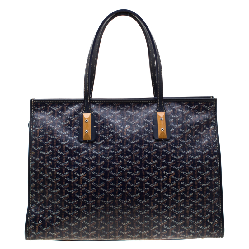 Goyard Blue Goyardine Coated Canvas and Leather Marquises Tote Goyard | TLC