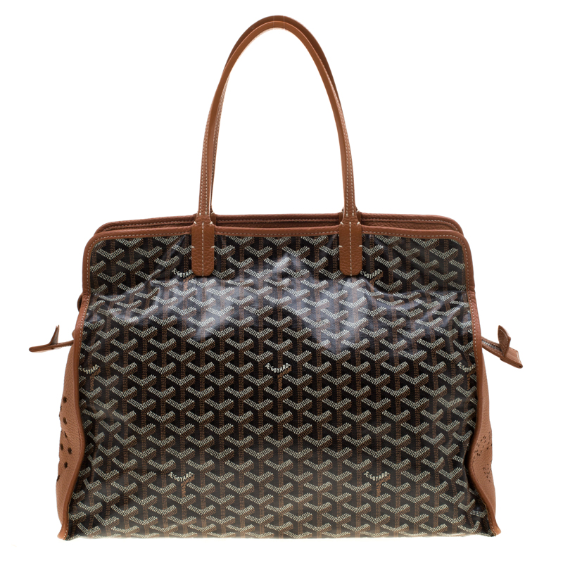 Goyard Brown/Cognac Chevron Print Coated Canvas And Leather Hardy